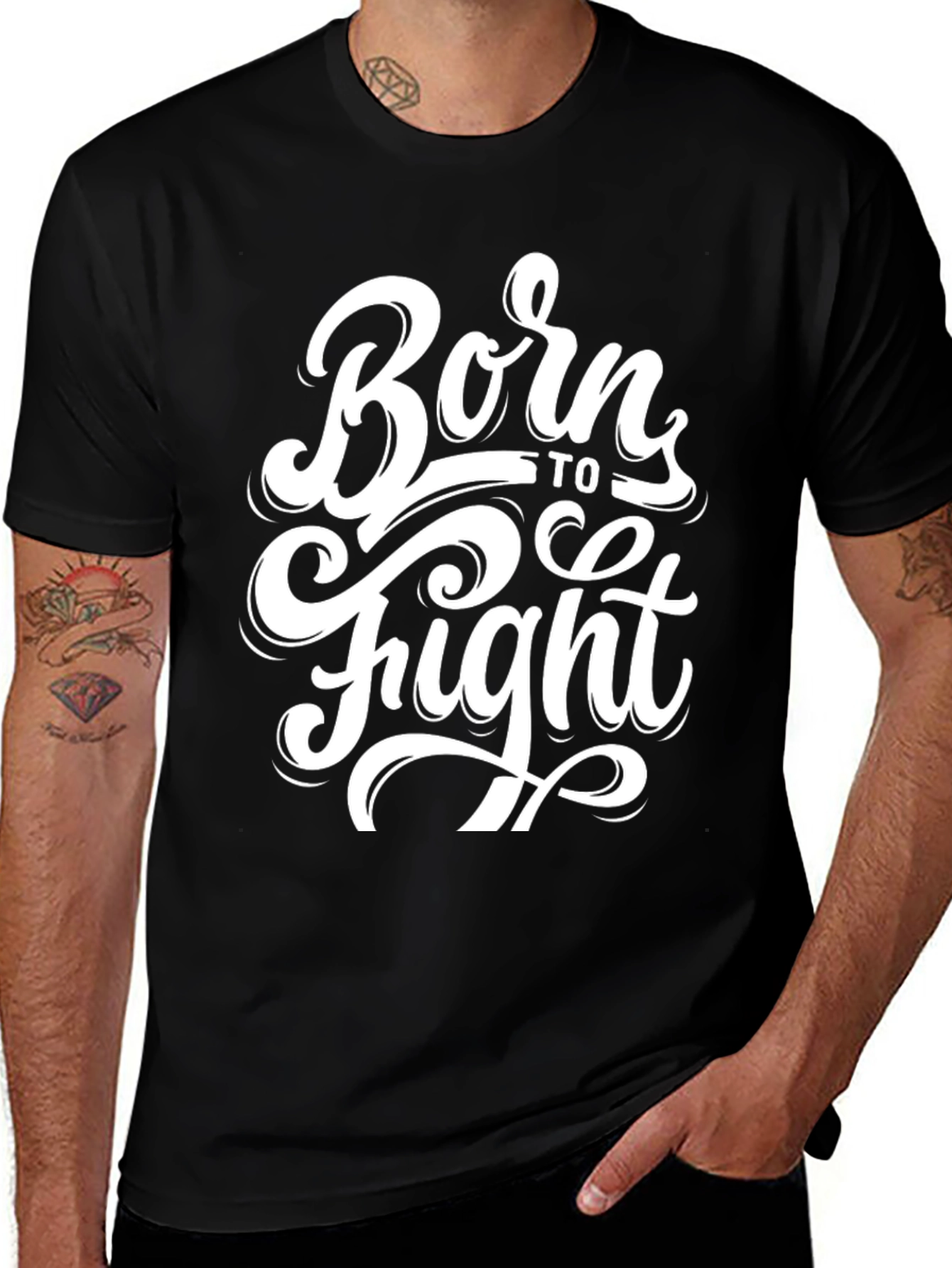 Variant 16 of Born to Fight Black Graphic Tee
