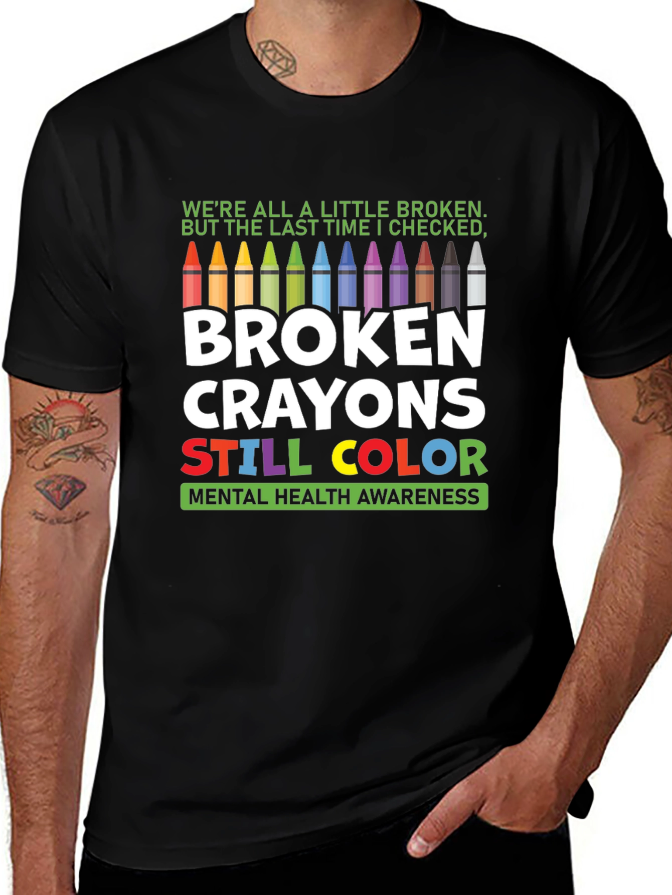 Variant 4 of Broken Crayons Mental Health Awareness Graphic T-Shirt