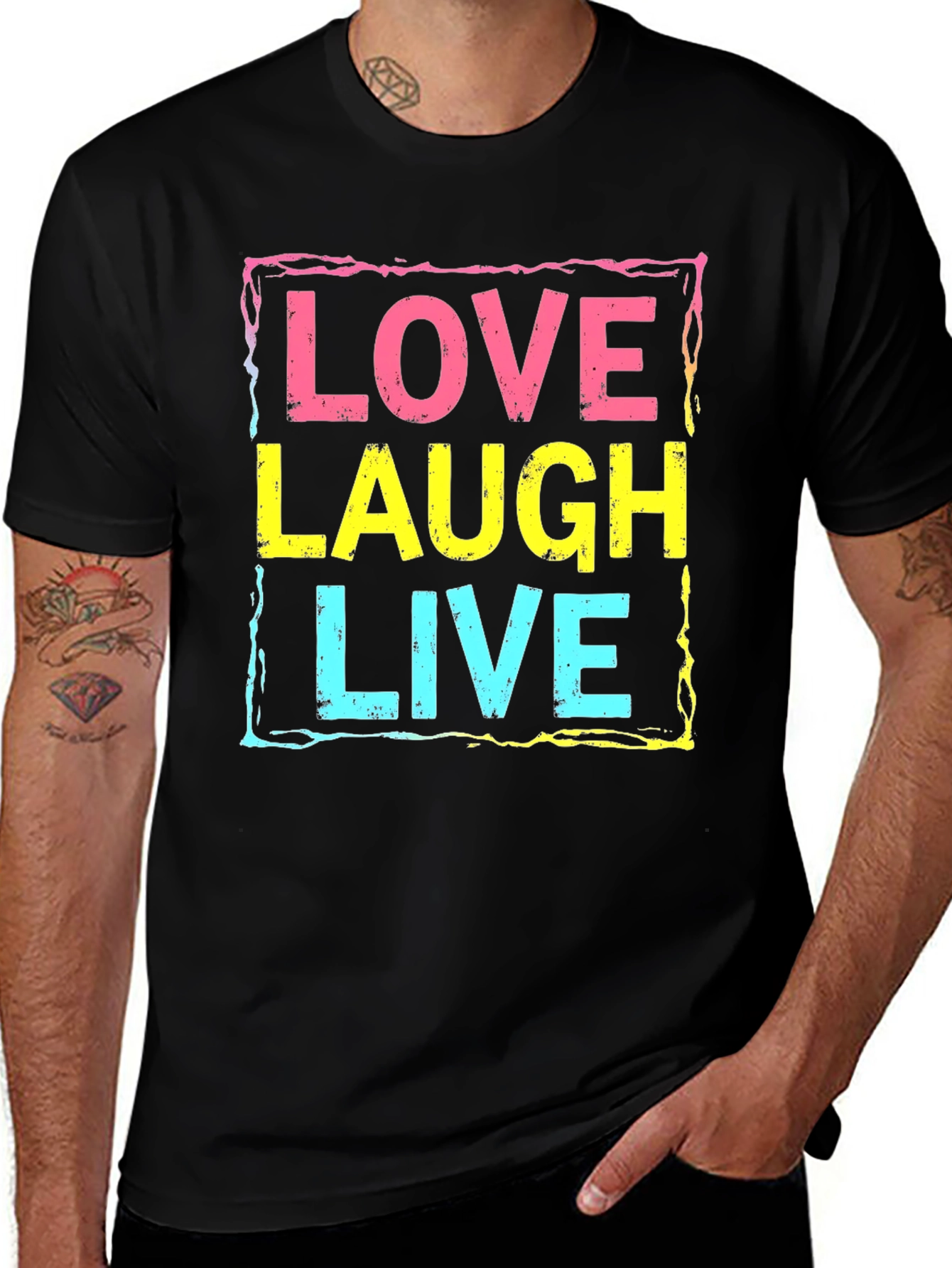 Variant 3 of Love Laugh Live Graphic Tee - Black Unisex T-Shirt
