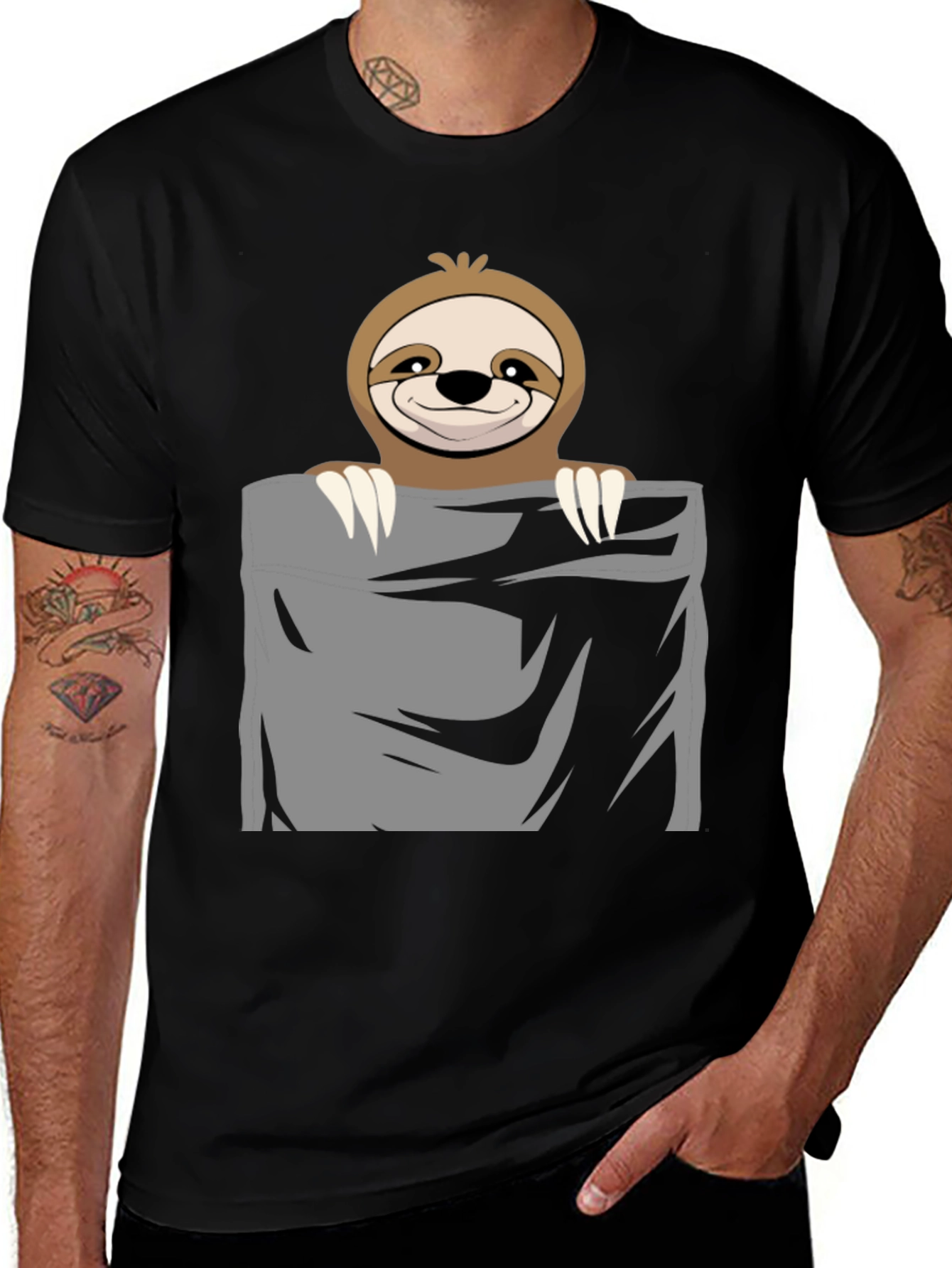 Variant 6 of Sloth Pocket T-Shirt - Cute & Funny Animal Tee
