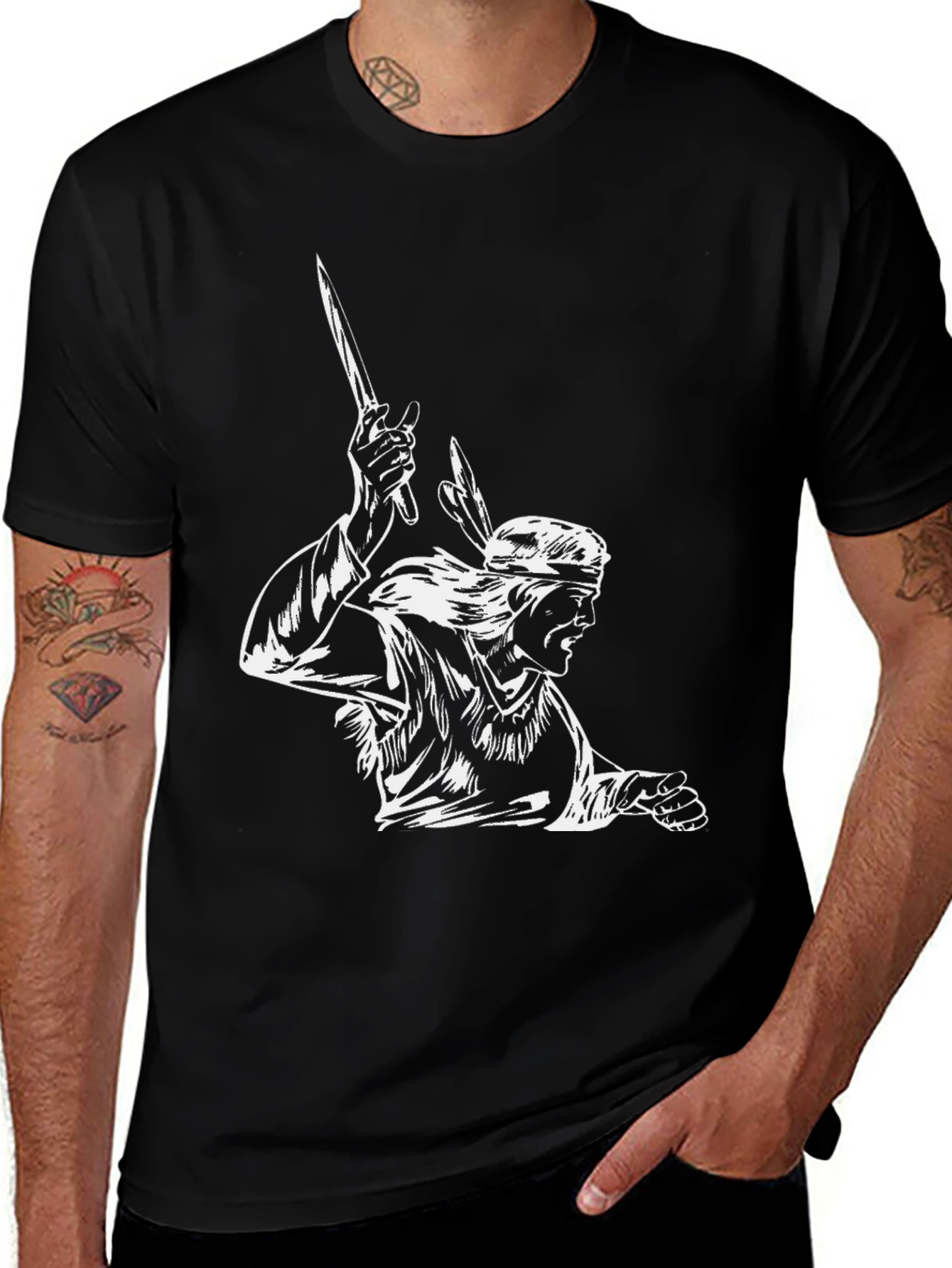 Black Warrior Graphic Tee - Stylish Black Cotton T-Shirt main image