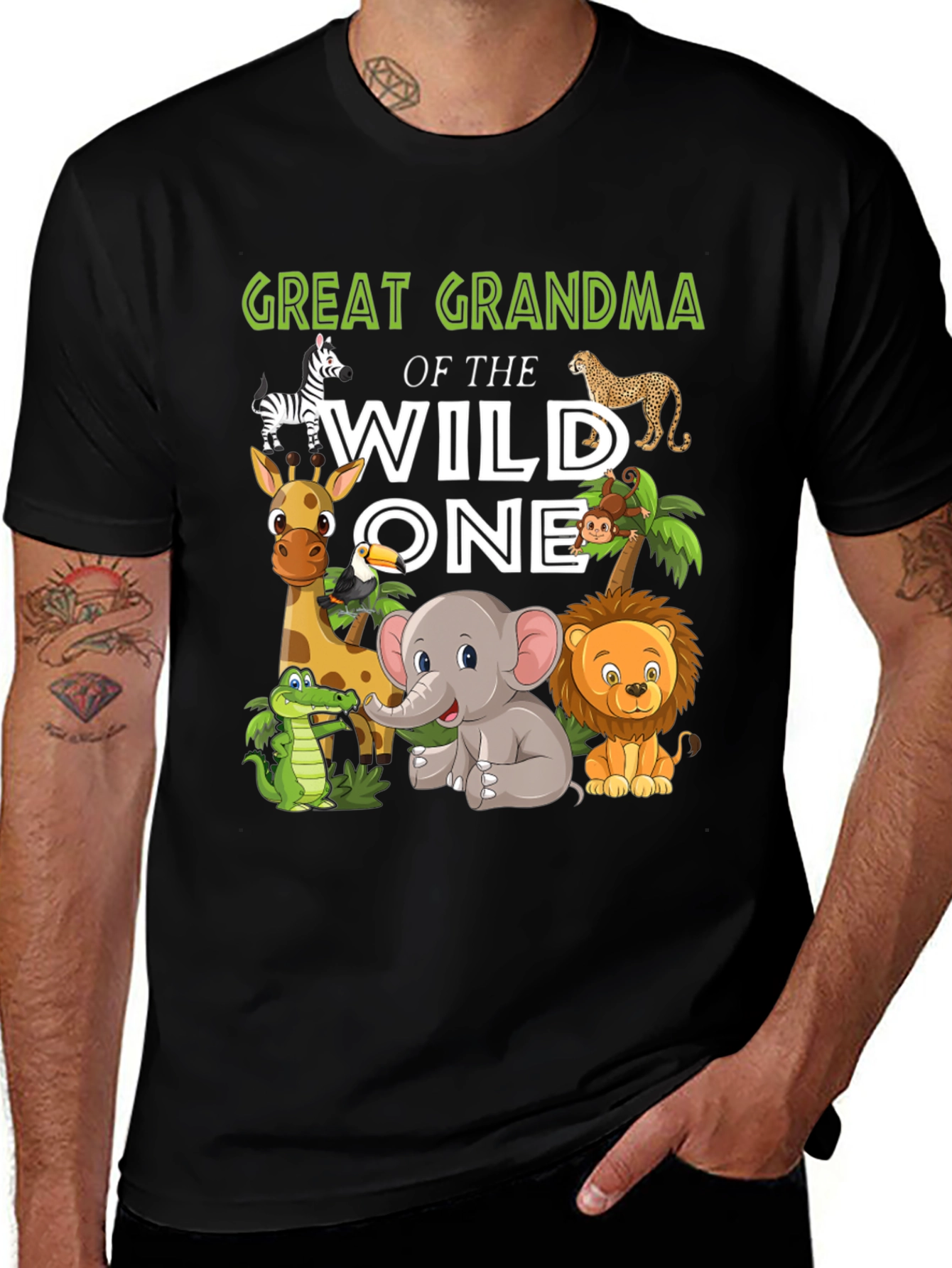 Great Grandma of the Wild One Zoo Animal T-Shirt
