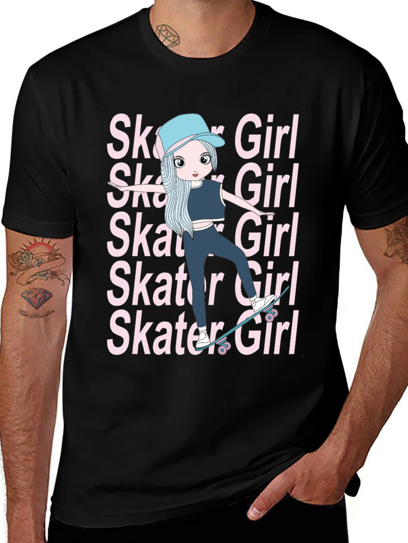Variant 12 of Cool Skater Girl Graphic Tee - Trendy and Unique