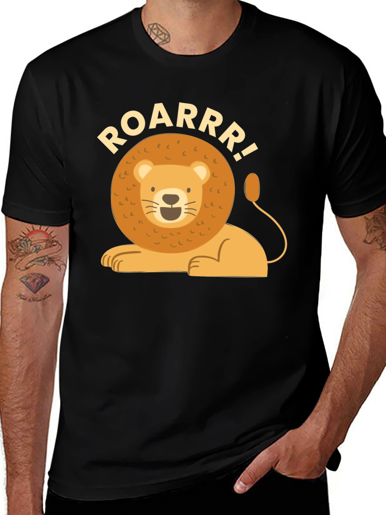 Black Lion Roar Graphic T-Shirt - Mens Black Tee main image