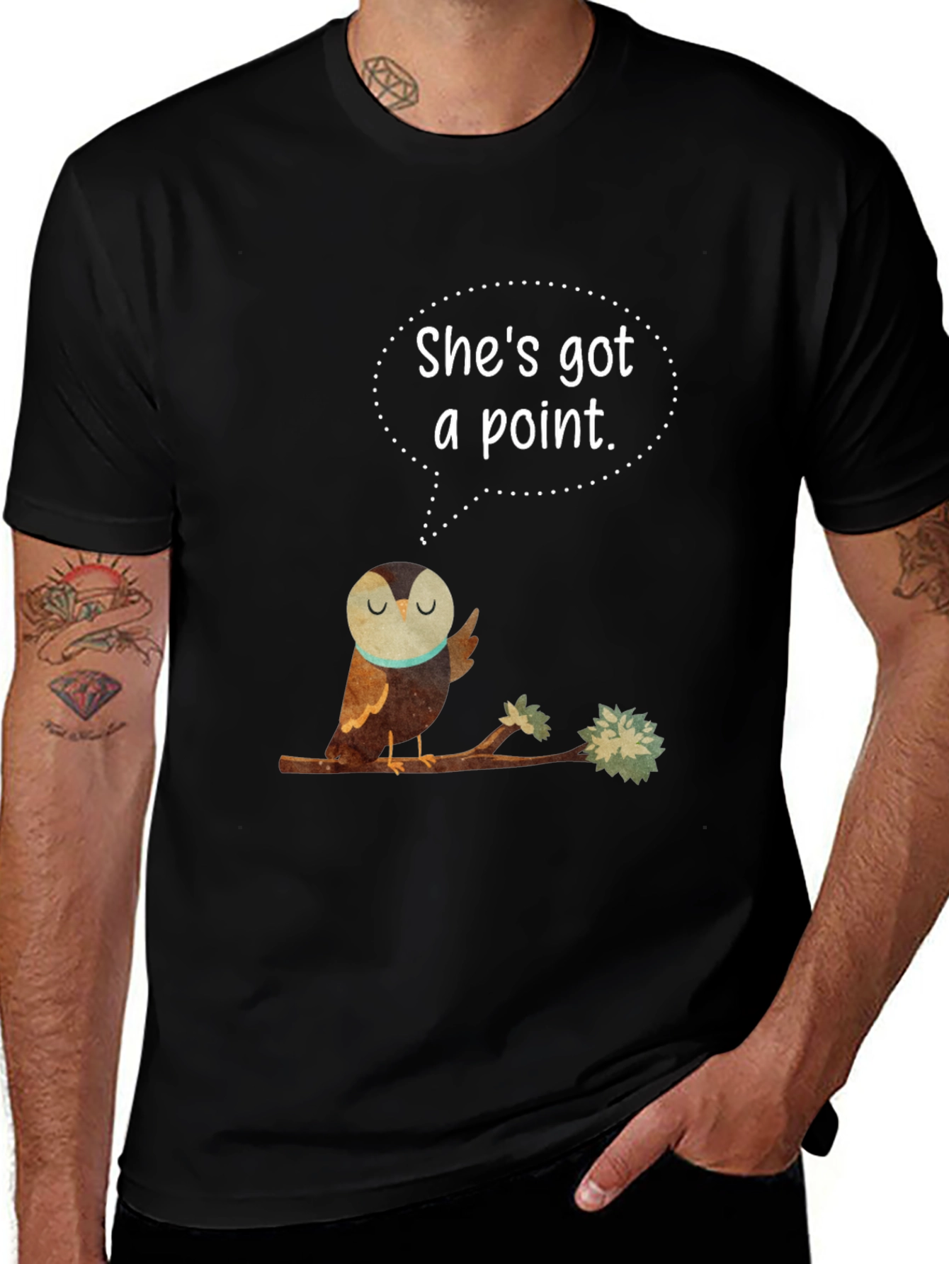 Variant 7 of Wise Owl T-Shirt - "She's Got a Point" Graphic Tee
