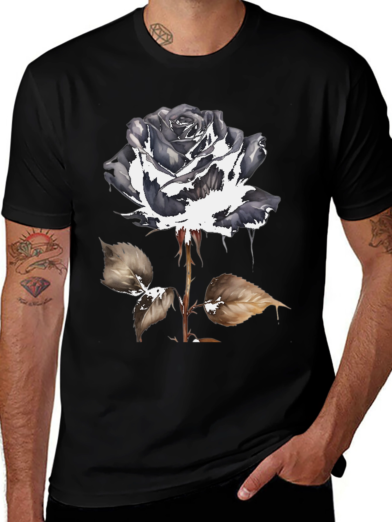 Variant 20 of Black Rose Graphic T-Shirt - Unique Artistic Design