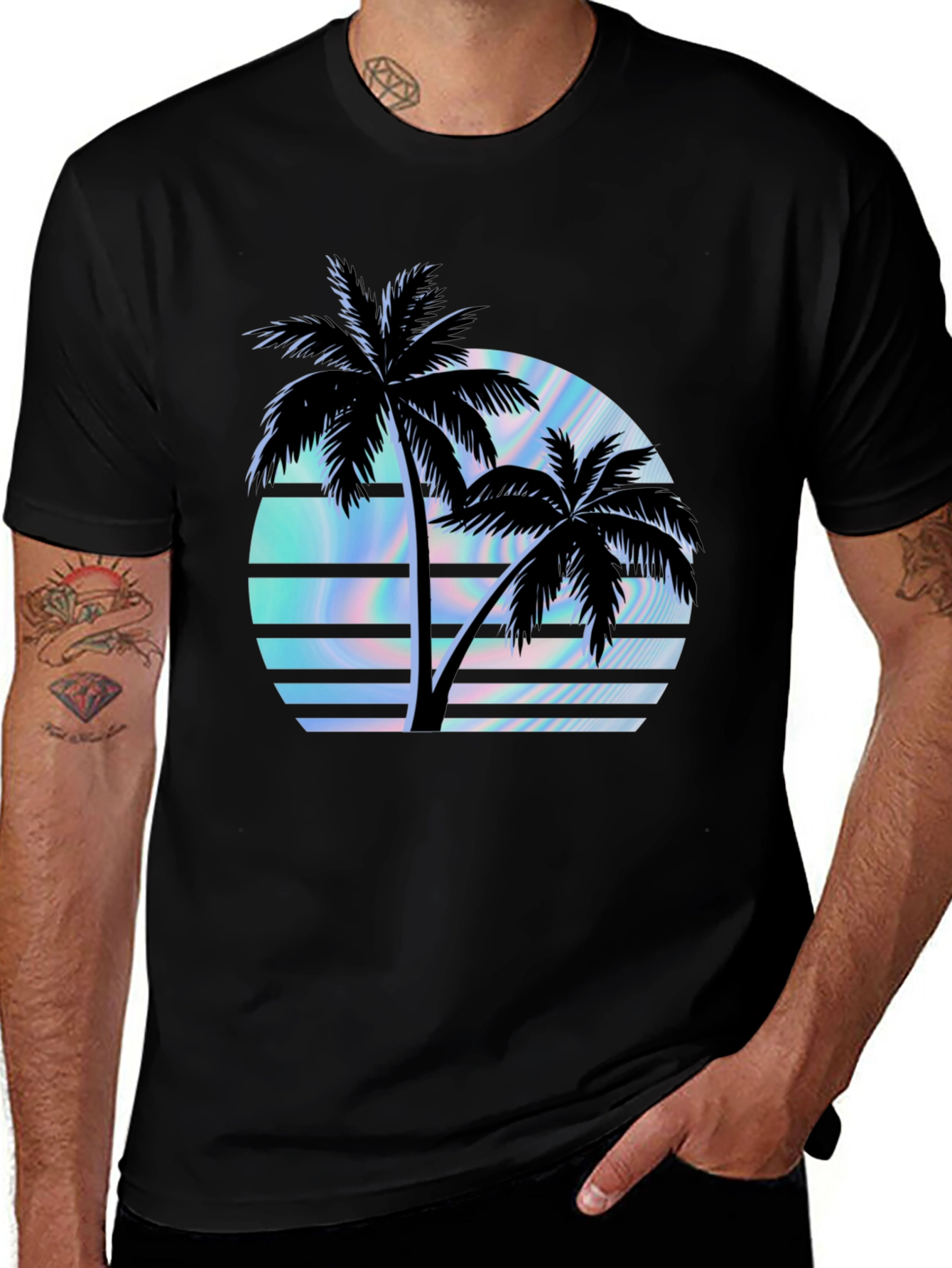 Variant 21 of Retro Palm Tree Sunset Graphic T-Shirt