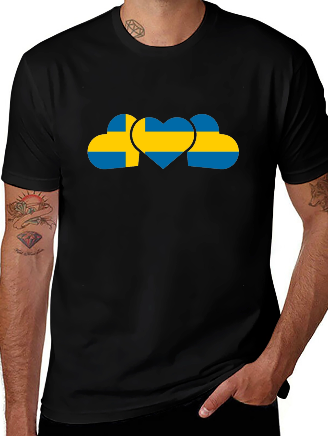 Sweden Flag Hearts T-Shirt