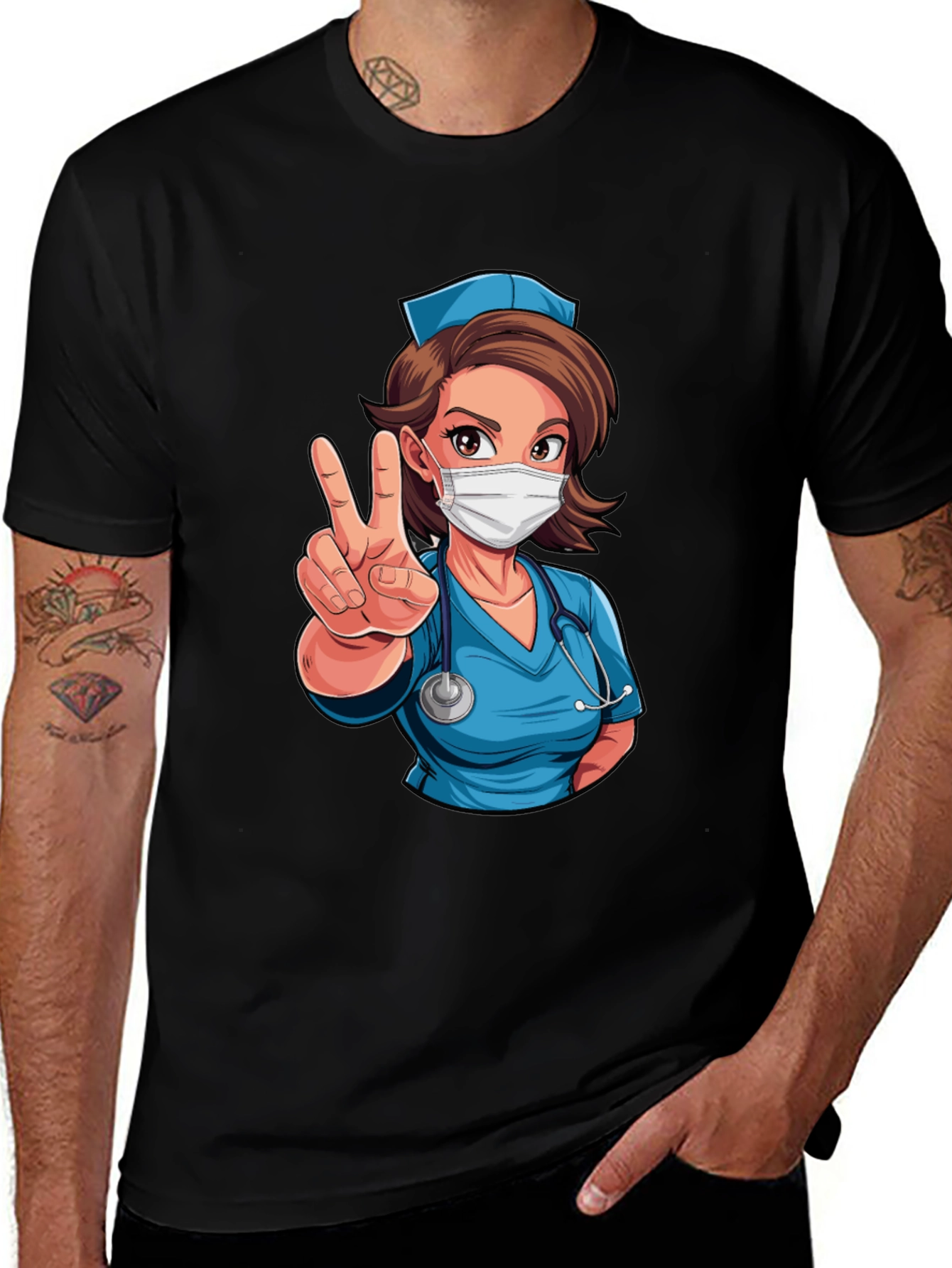 Variant 7 of Nurse Cartoon Graphic T-Shirt
