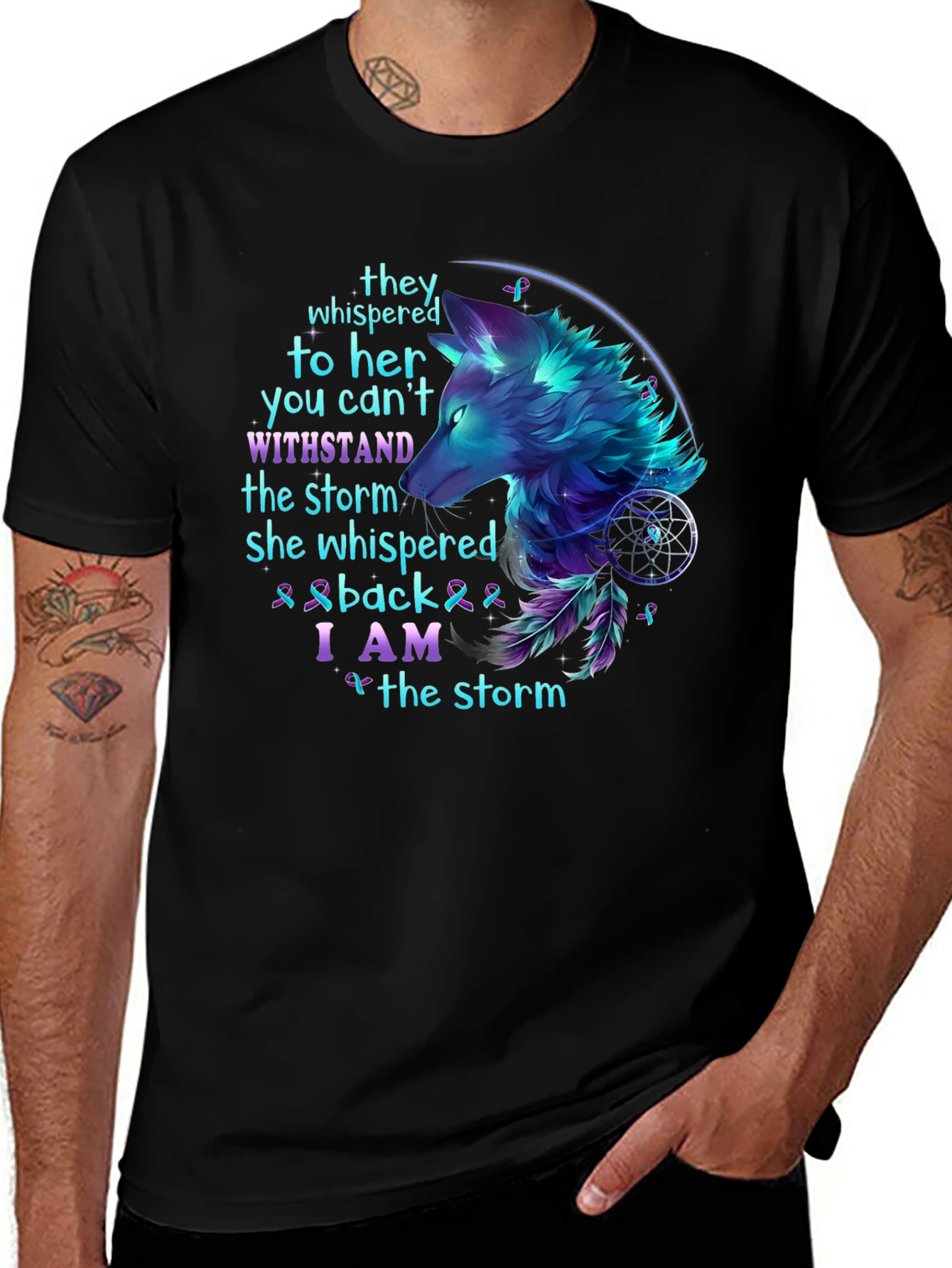 Variant 5 of Wolf Storm T-Shirt: Stand Strong Graphic Tee