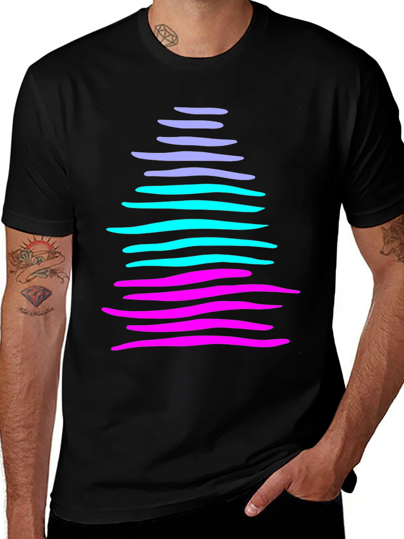 Variant 24 of Abstract Line Art Graphic Tee - Black