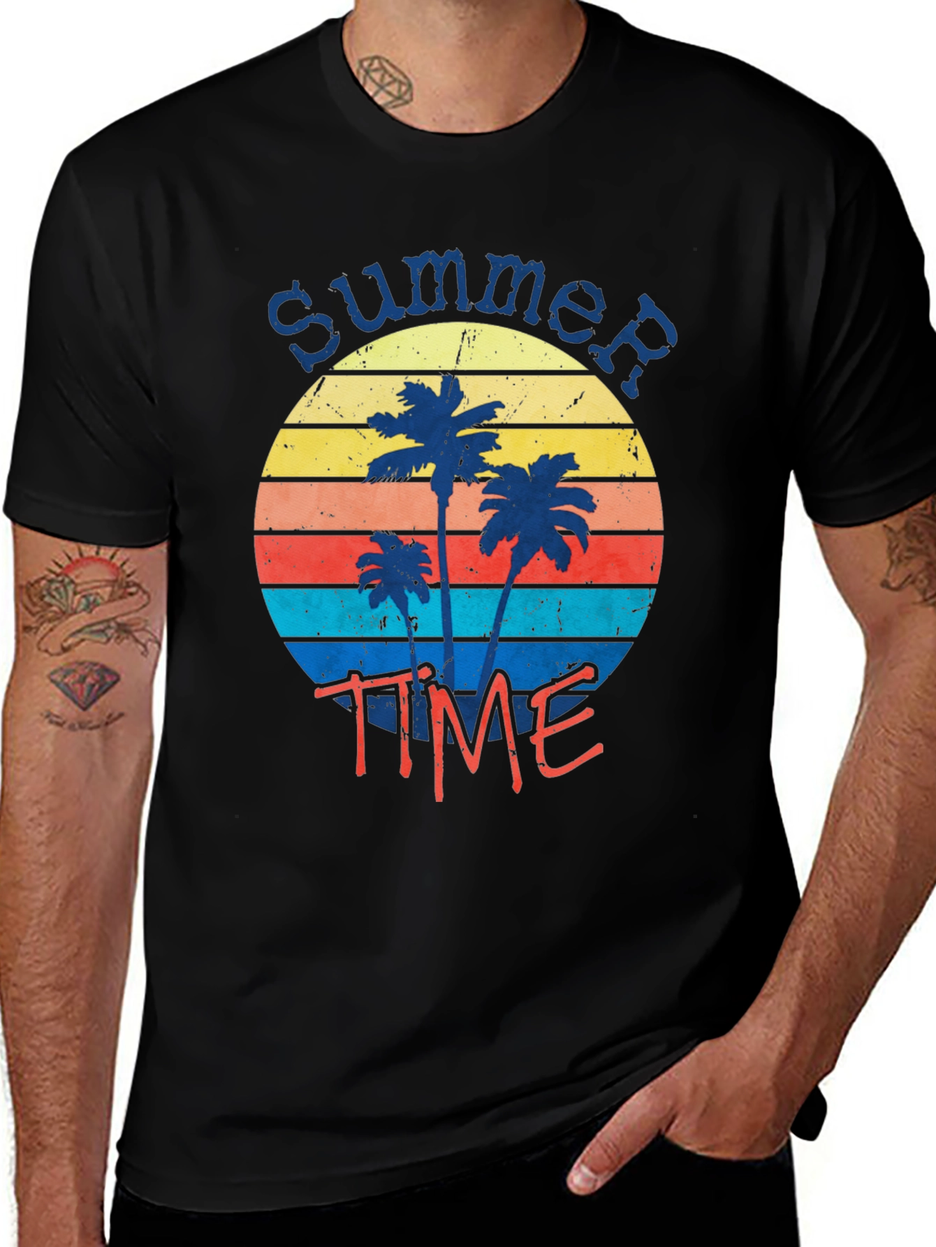 Variant 23 of Retro Summer Time Palm Tree Graphic T-Shirt