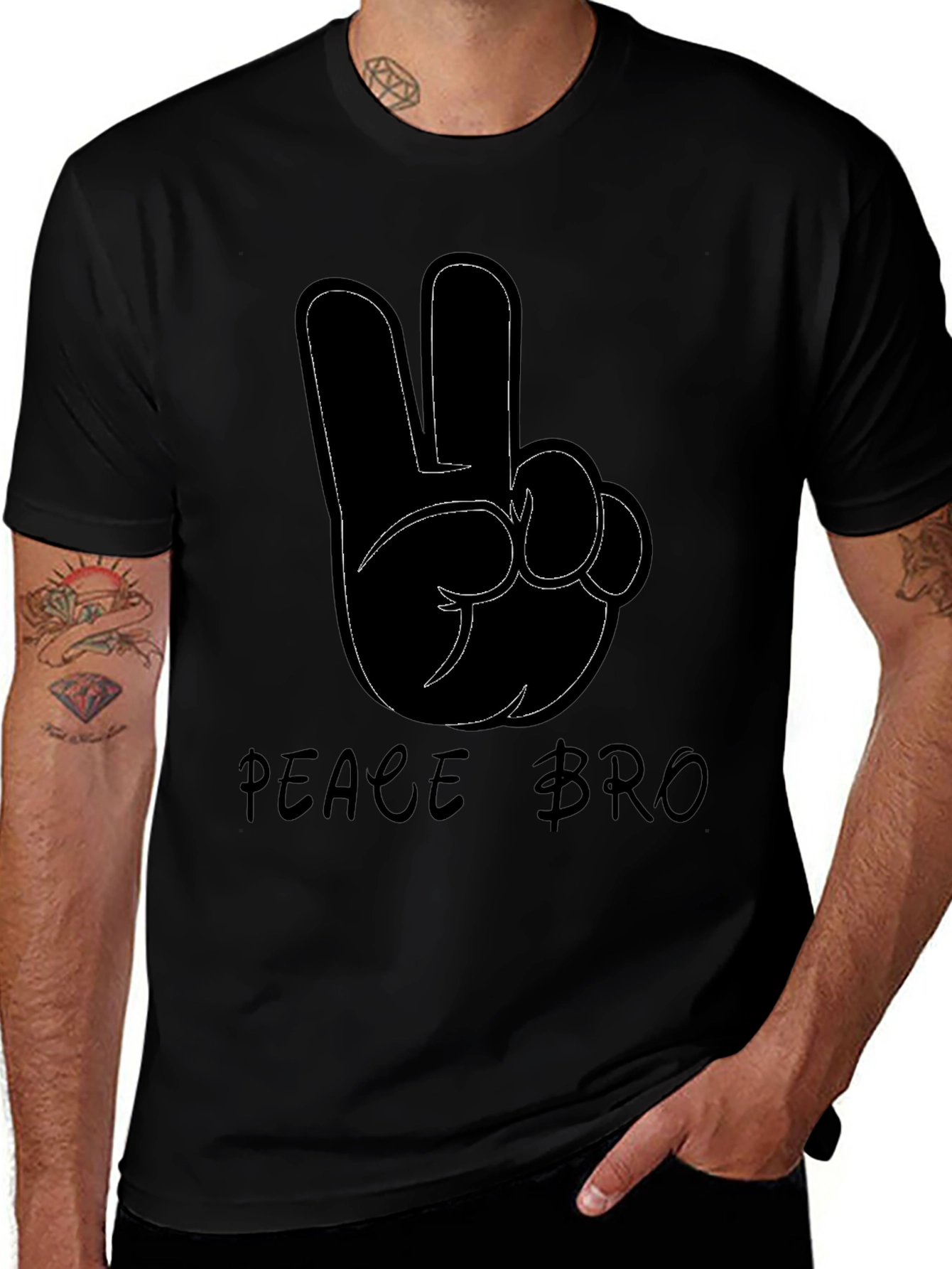 Variant 28 of Peace Bro Black T-Shirt