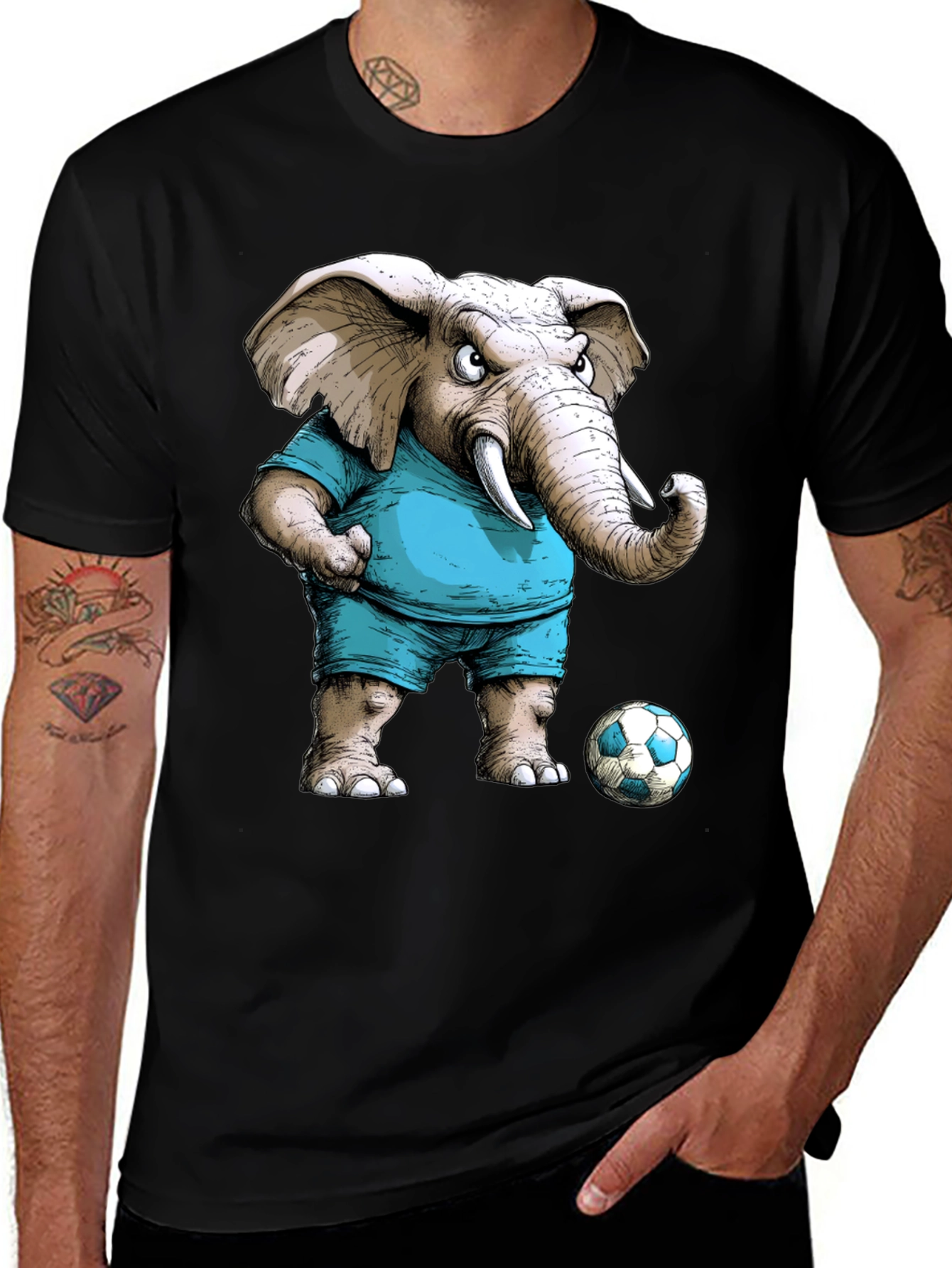 Variant 4 of Elephant Soccer Player Graphic Tee - Unique Design