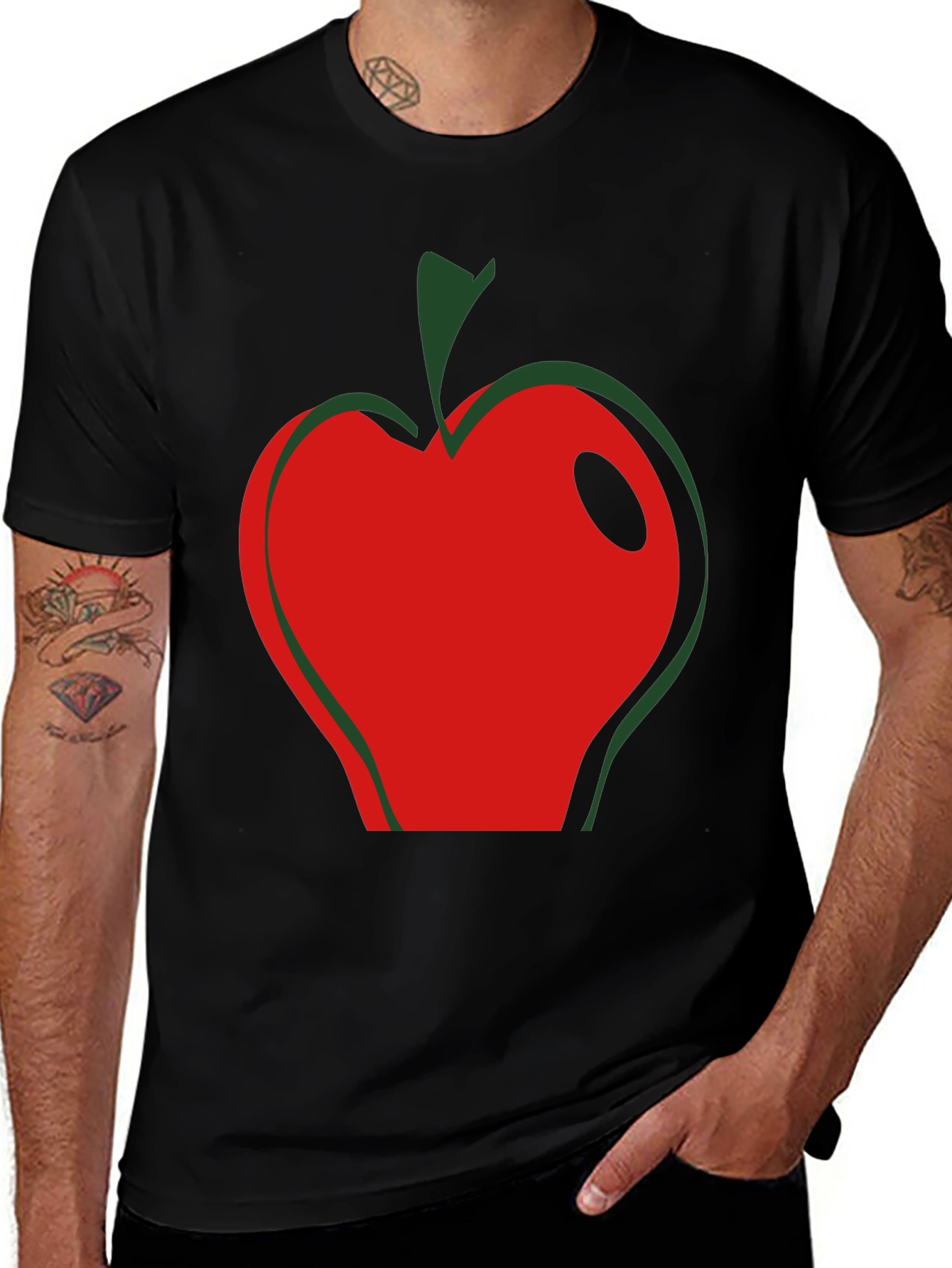Variant 27 of Retro Apple Graphic Tee - Black Cotton T-Shirt