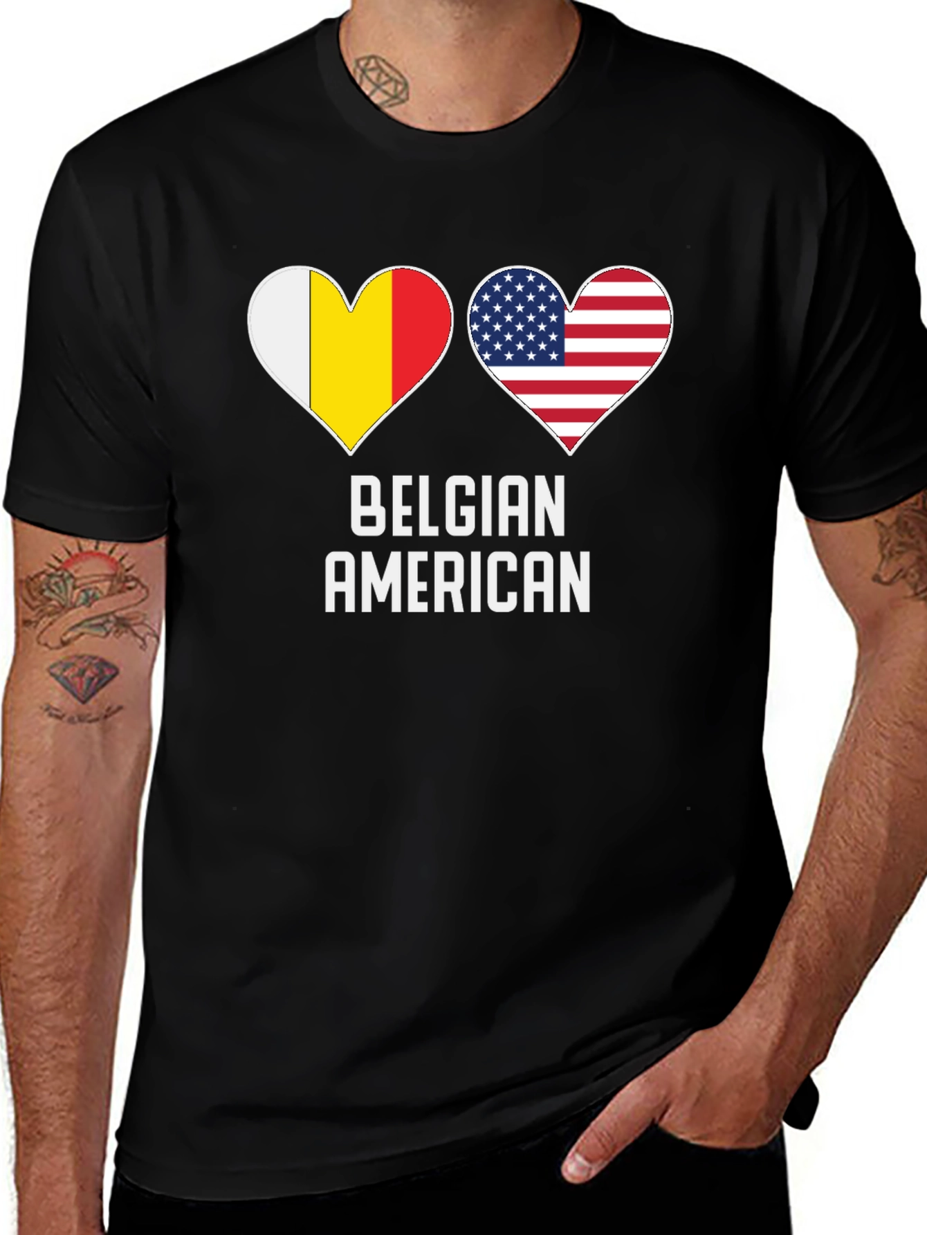 Belgian American Flag Heart T-Shirt
