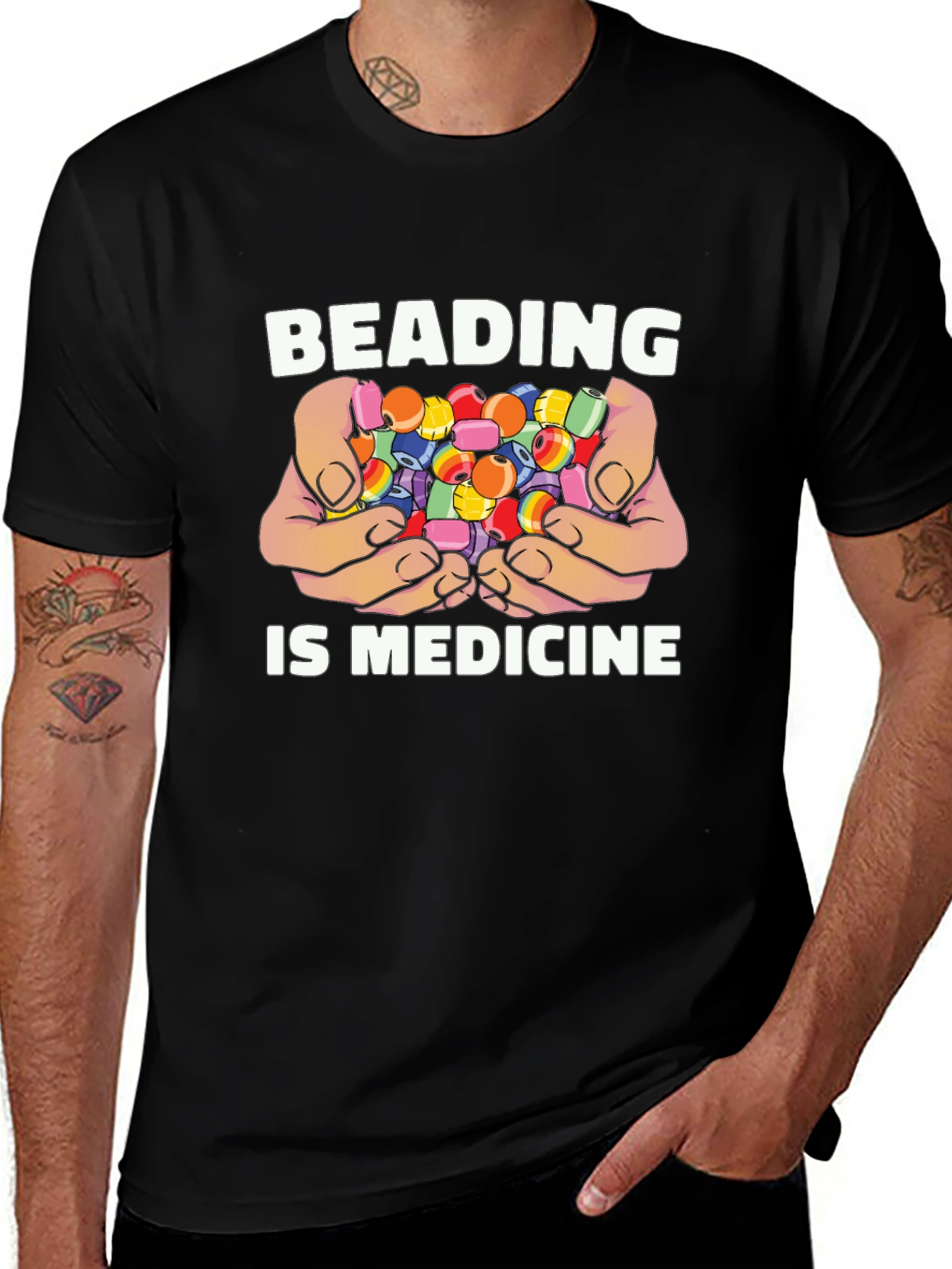 Variant 18 of Beading is Medicine Black T-Shirt