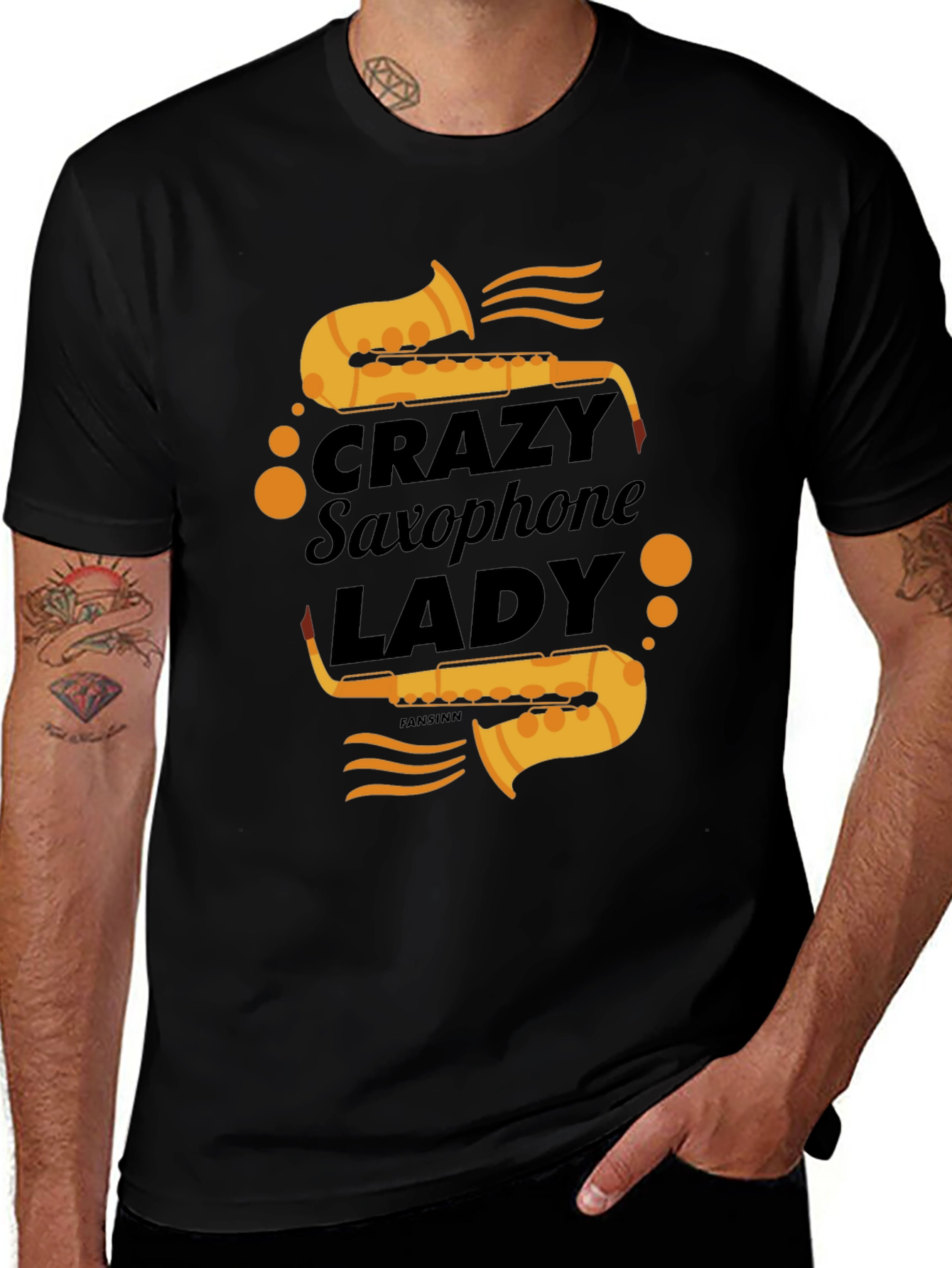Variant 2 of Crazy Saxophone Lady T-Shirt - Music Lover Tee
