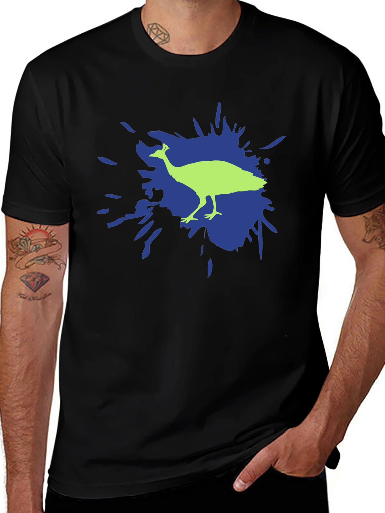 Variant 16 of Peacock Splash Tee - Stylish Graphic T-Shirt