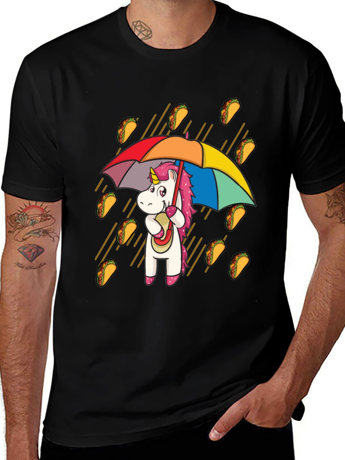 Variant 4 of Taco Rain Unicorn T-Shirt - Novelty Graphic Tee
