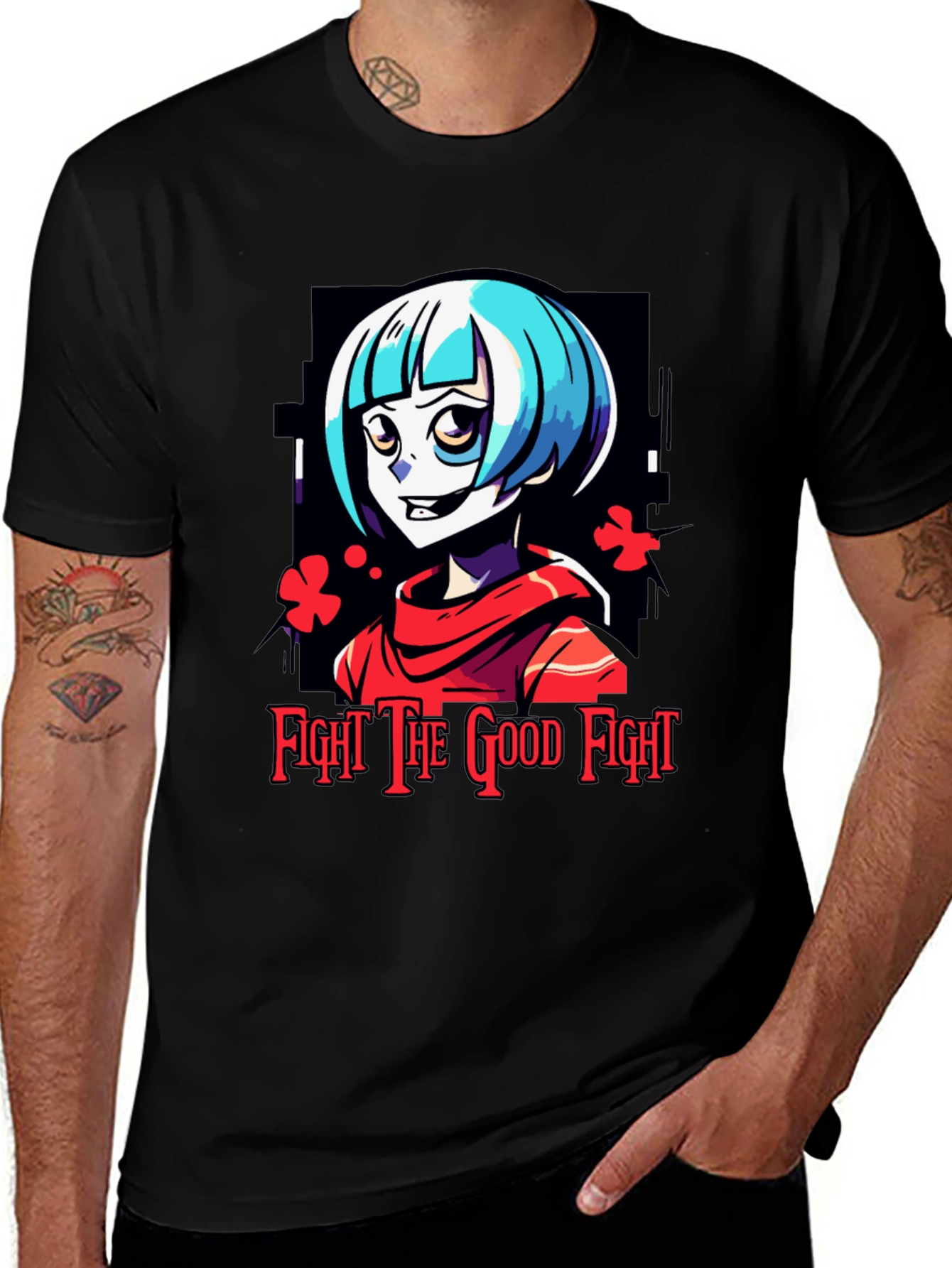 Variant 9 of Fight The Good Fight Anime Graphic Tee - Black
