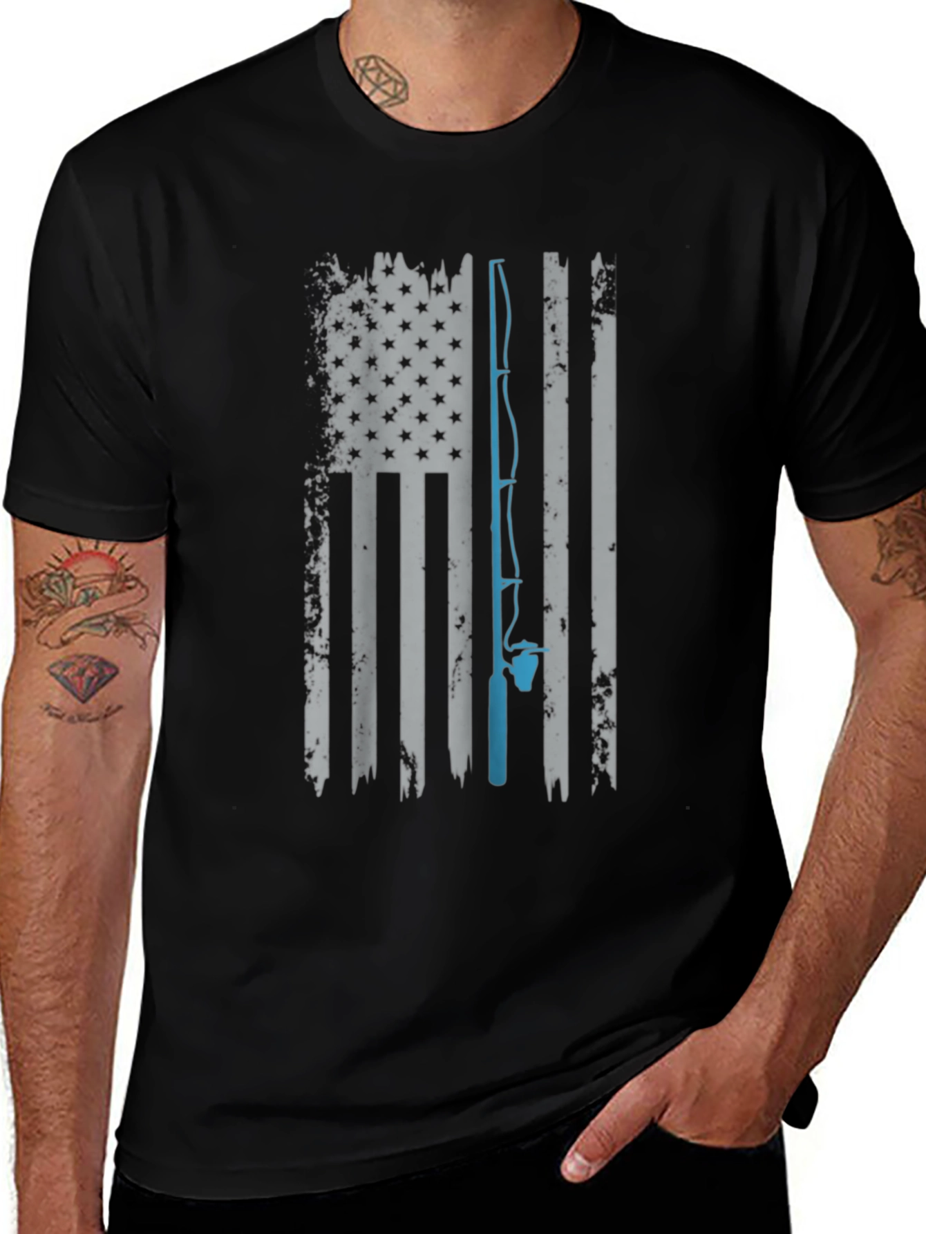 Fishing USA Flag T-Shirt - Patriotic Angler Tee