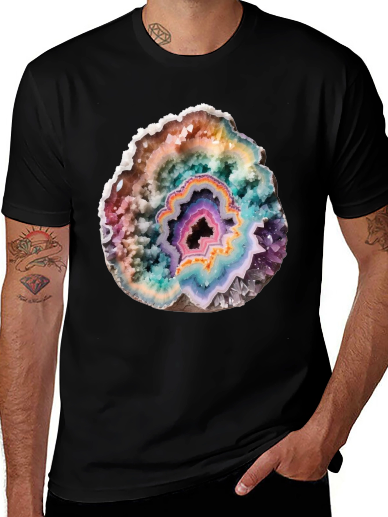 Variant 19 of Geode Slice Graphic Tee - Unique Crystal Design