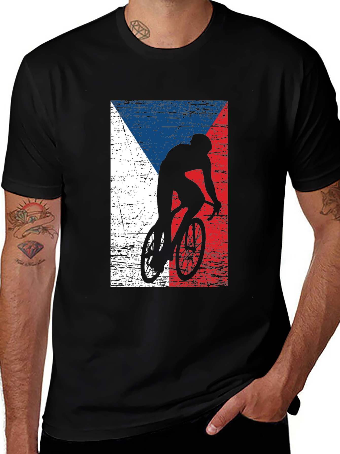 Variant 7 of Czech Republic Flag Cycling T-Shirt