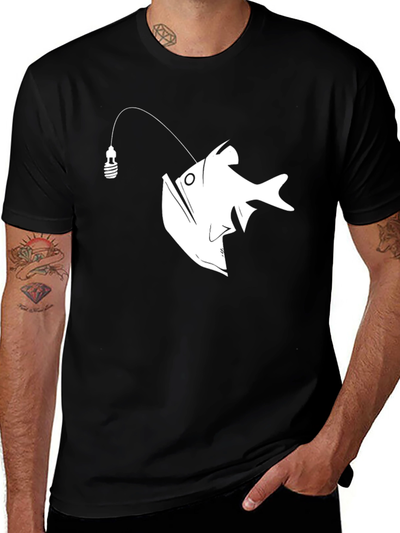 Variant 9 of Anglerfish Graphic Tee - Black Cotton T-Shirt