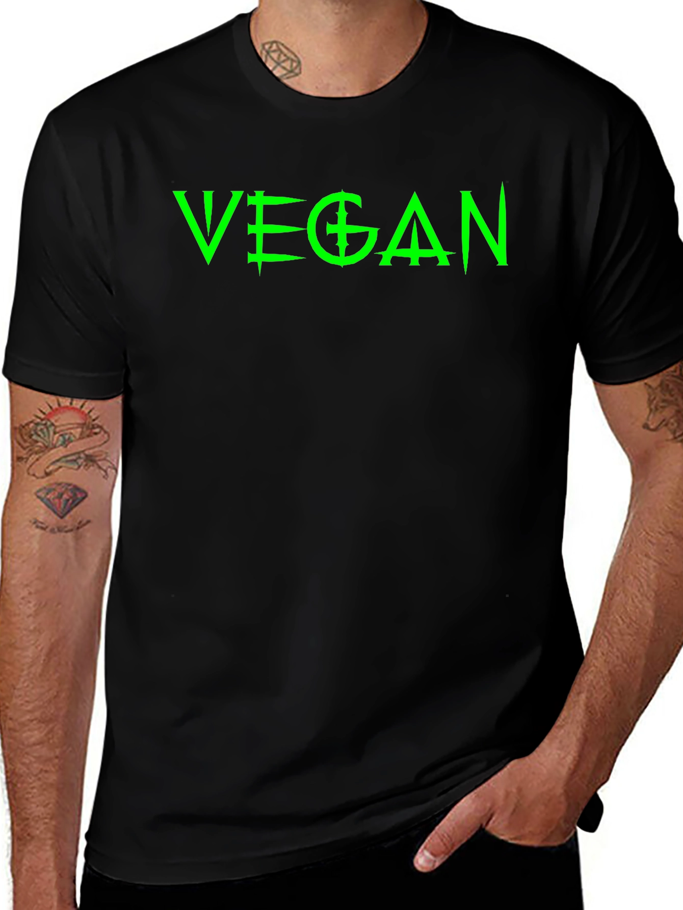 Variant 30 of Vegan Statement T-Shirt - Bold Green Graphic