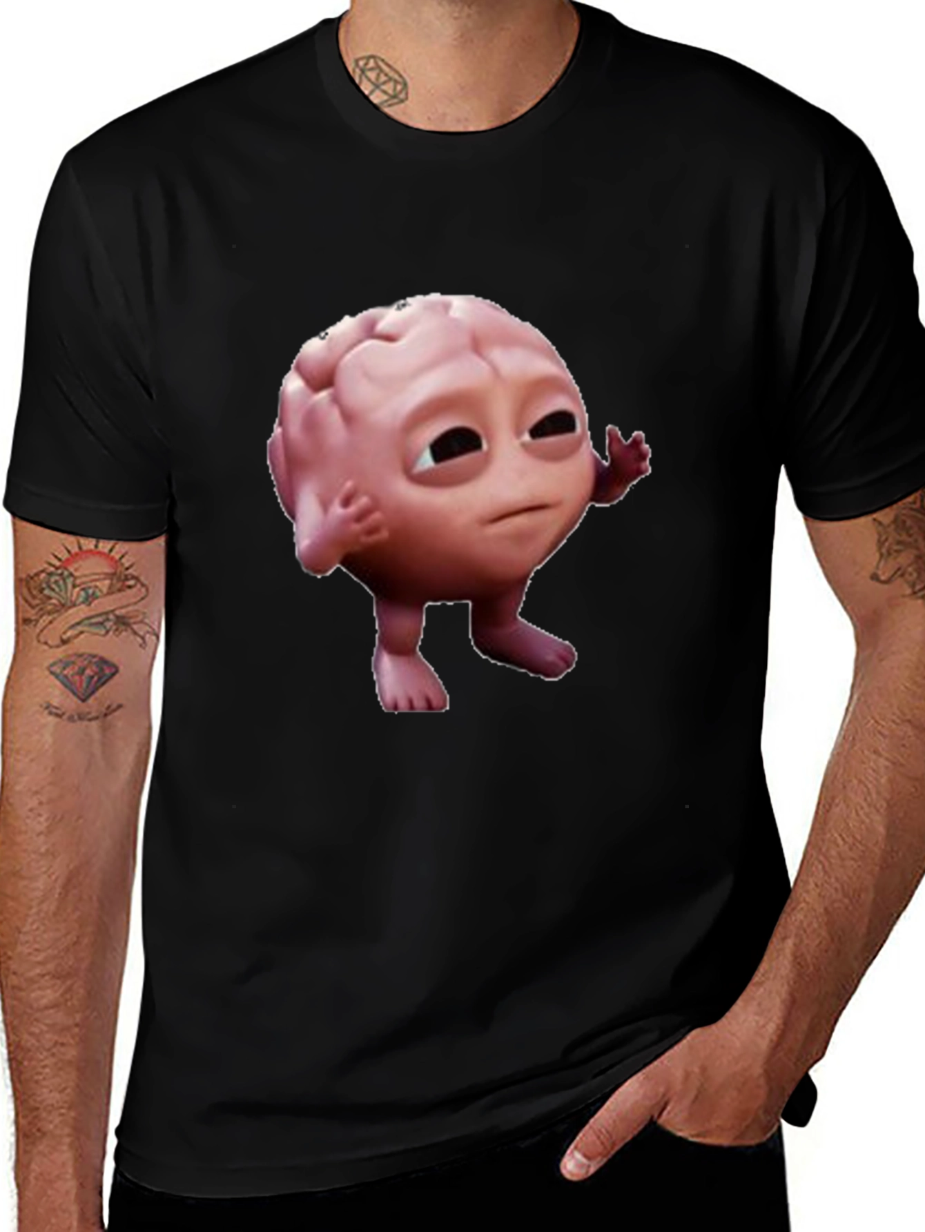 Variant 17 of Funny Brain Character Black T-Shirt