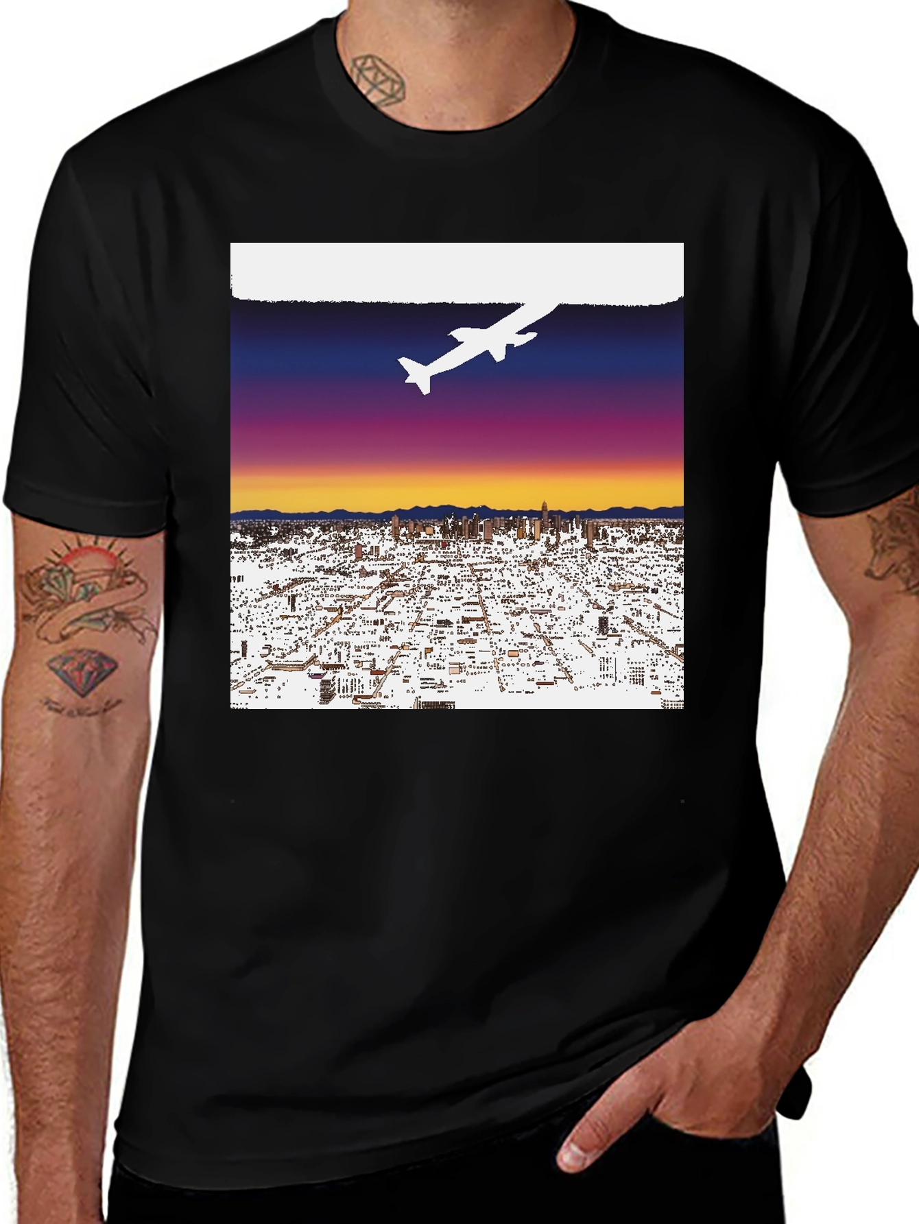 Variant 4 of Cityscape Airplane Graphic Tee