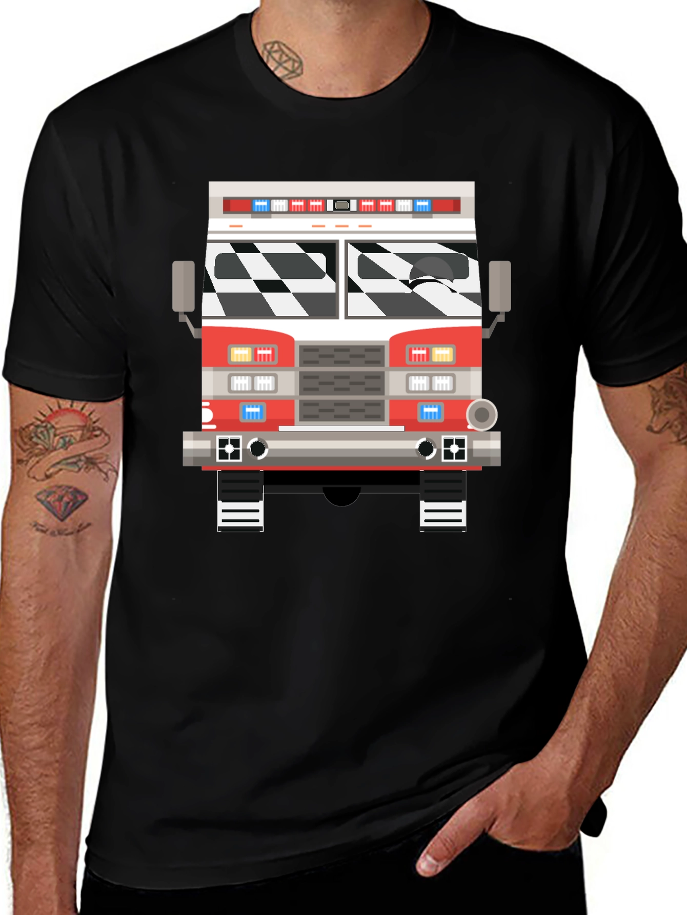 Variant 21 of Cartoon Fire Truck T-Shirt - Fun and Unique Design