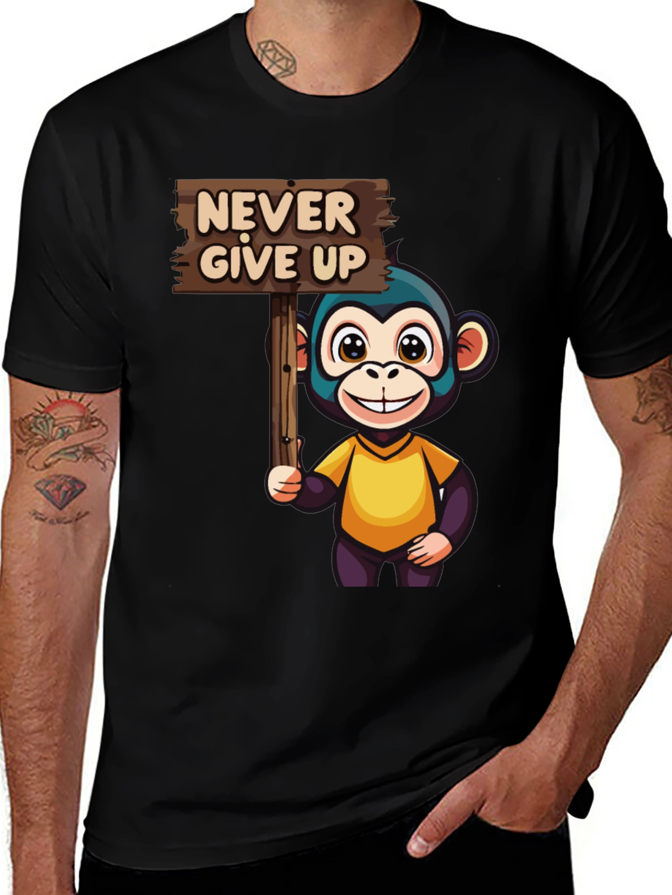 Variant 25 of Never Give Up Monkey Graphic Tee