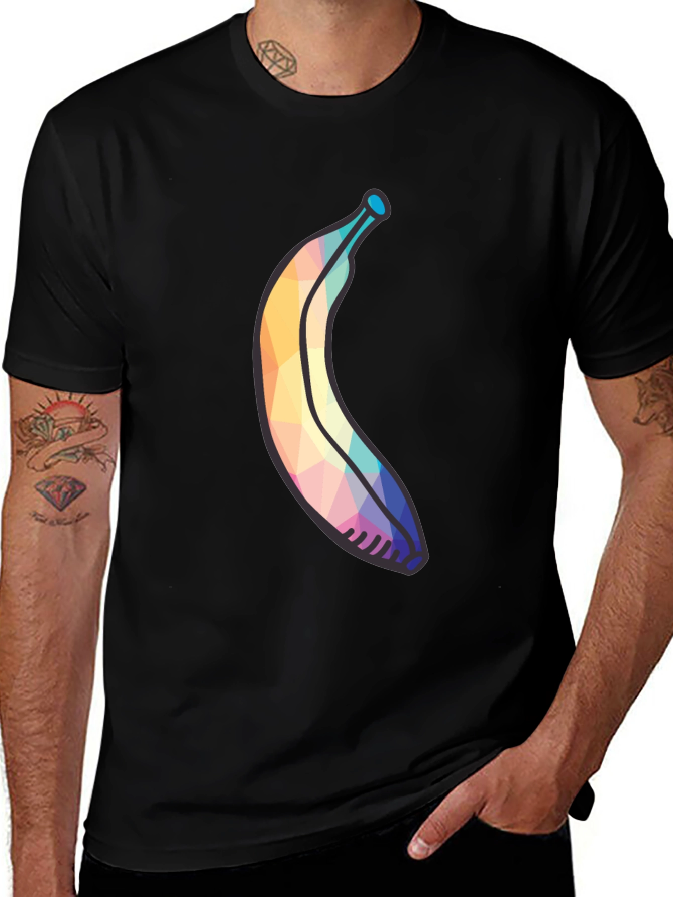 Variant 21 of Geometric Banana Graphic Tee - Modern Black T-Shirt