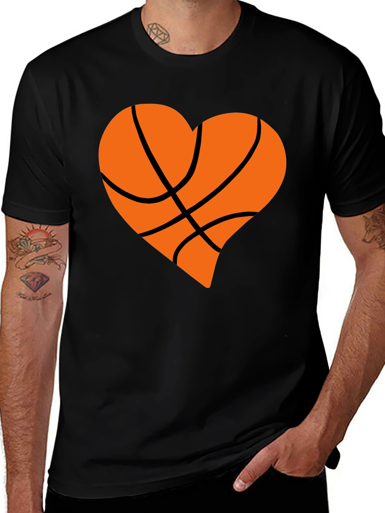 Basketball Heart Graphic Tee - Black