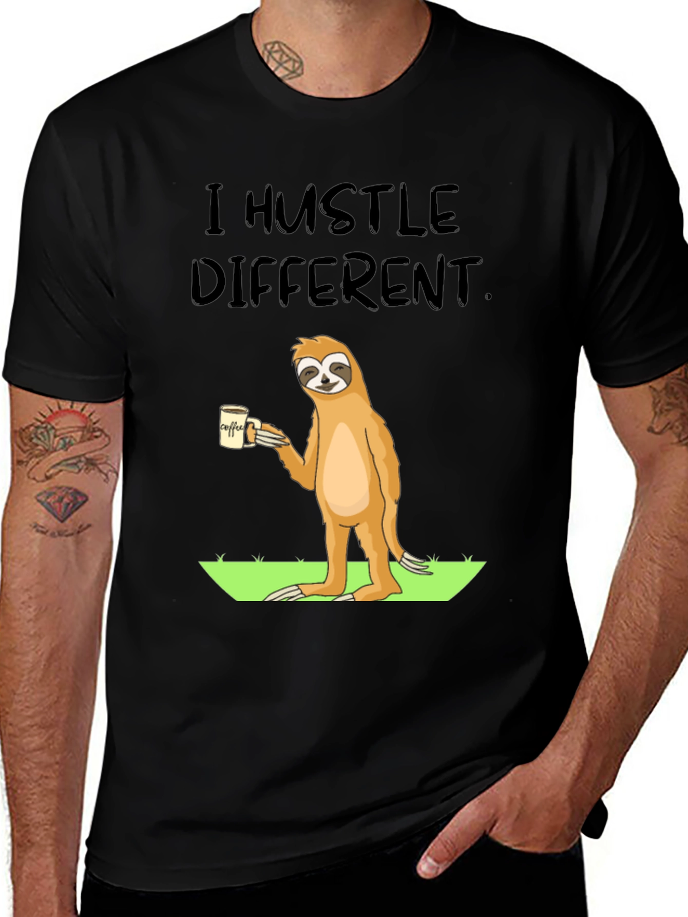 Variant 24 of I Hustle Different Sloth Graphic T-Shirt