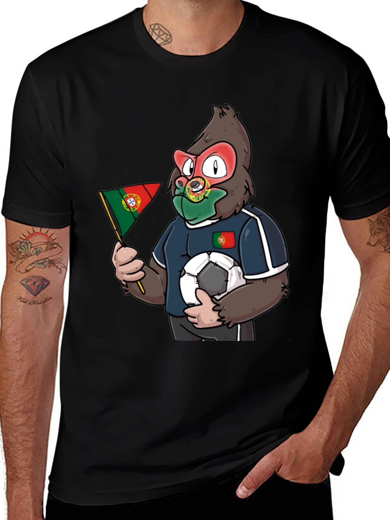 Variant 13 of Portugal Soccer Fan Gorilla Graphic T-Shirt