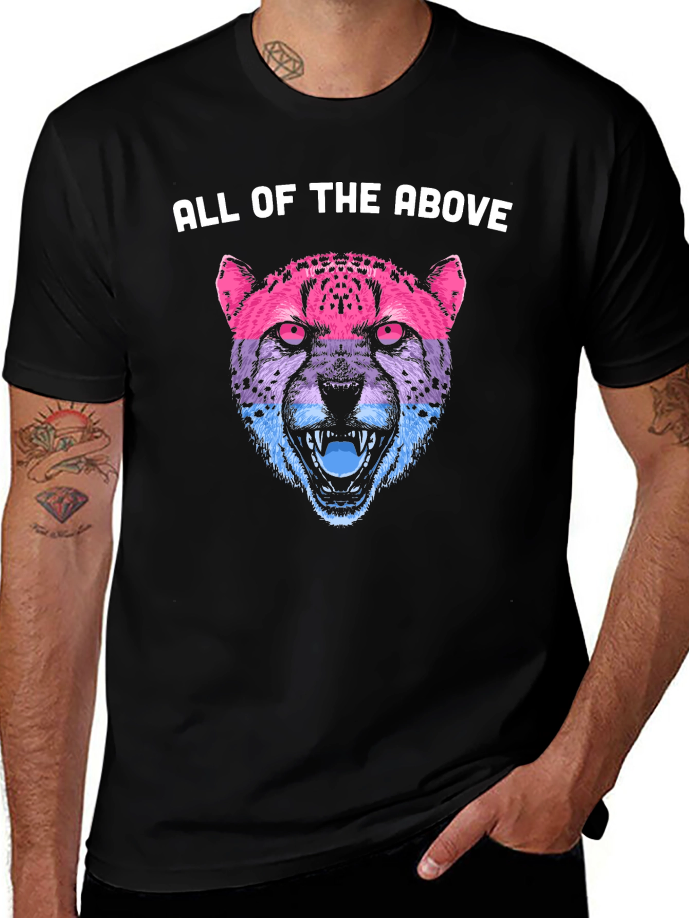 Variant 23 of Bisexual Pride Cheetah Graphic T-Shirt