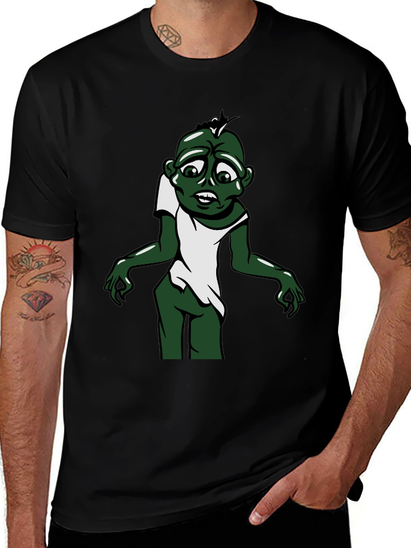 Variant 18 of Zombie Cartoon Graphic Tee - Black