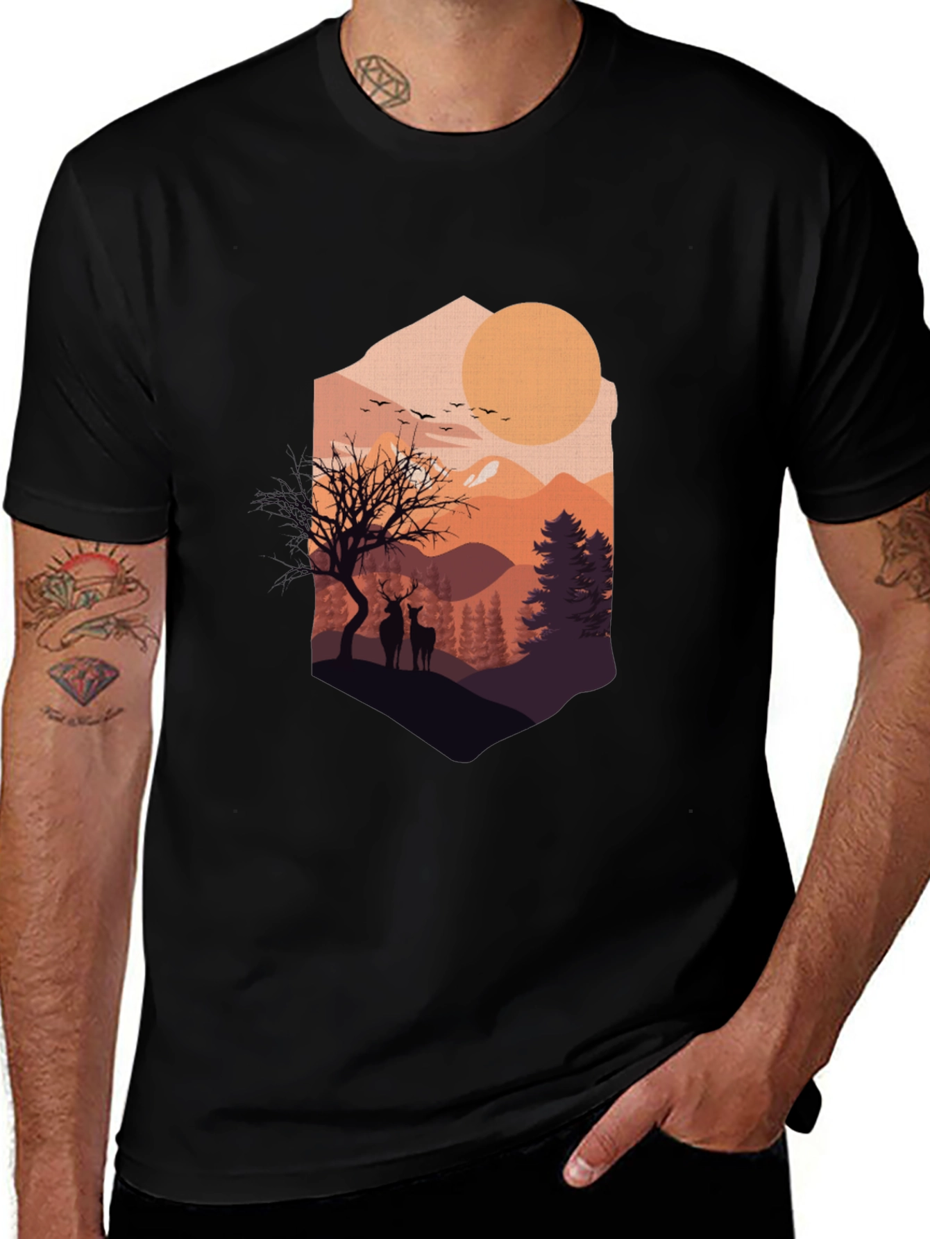 Variant 26 of Deer Sunset Graphic Tee