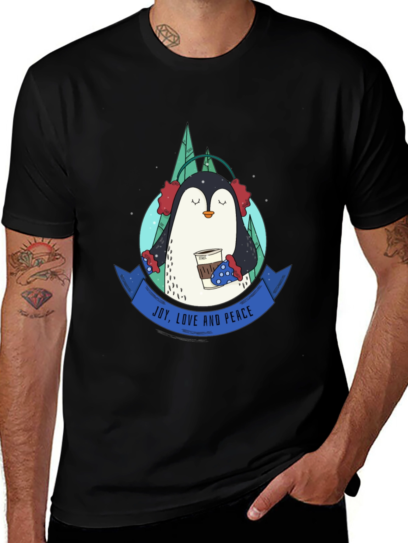 Variant 11 of Joy, Love, and Peace Penguin Graphic Tee