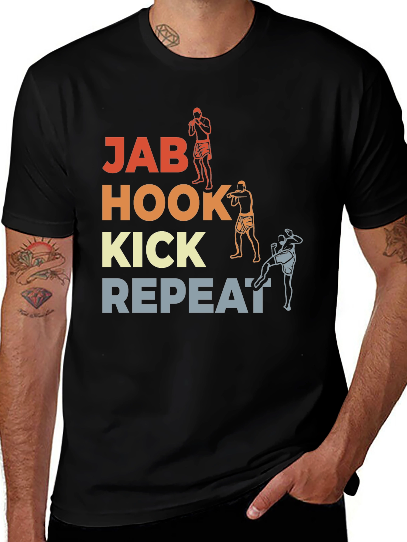Variant 18 of Jab Hook Kick Repeat Boxing T-Shirt