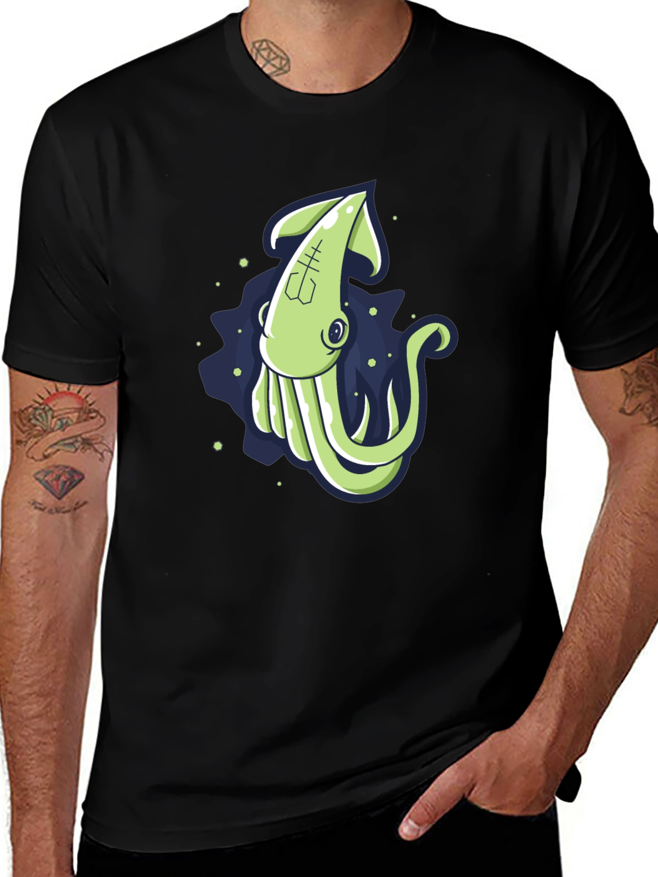 Variant 28 of Squid Graphic Black T-Shirt - Unique Design