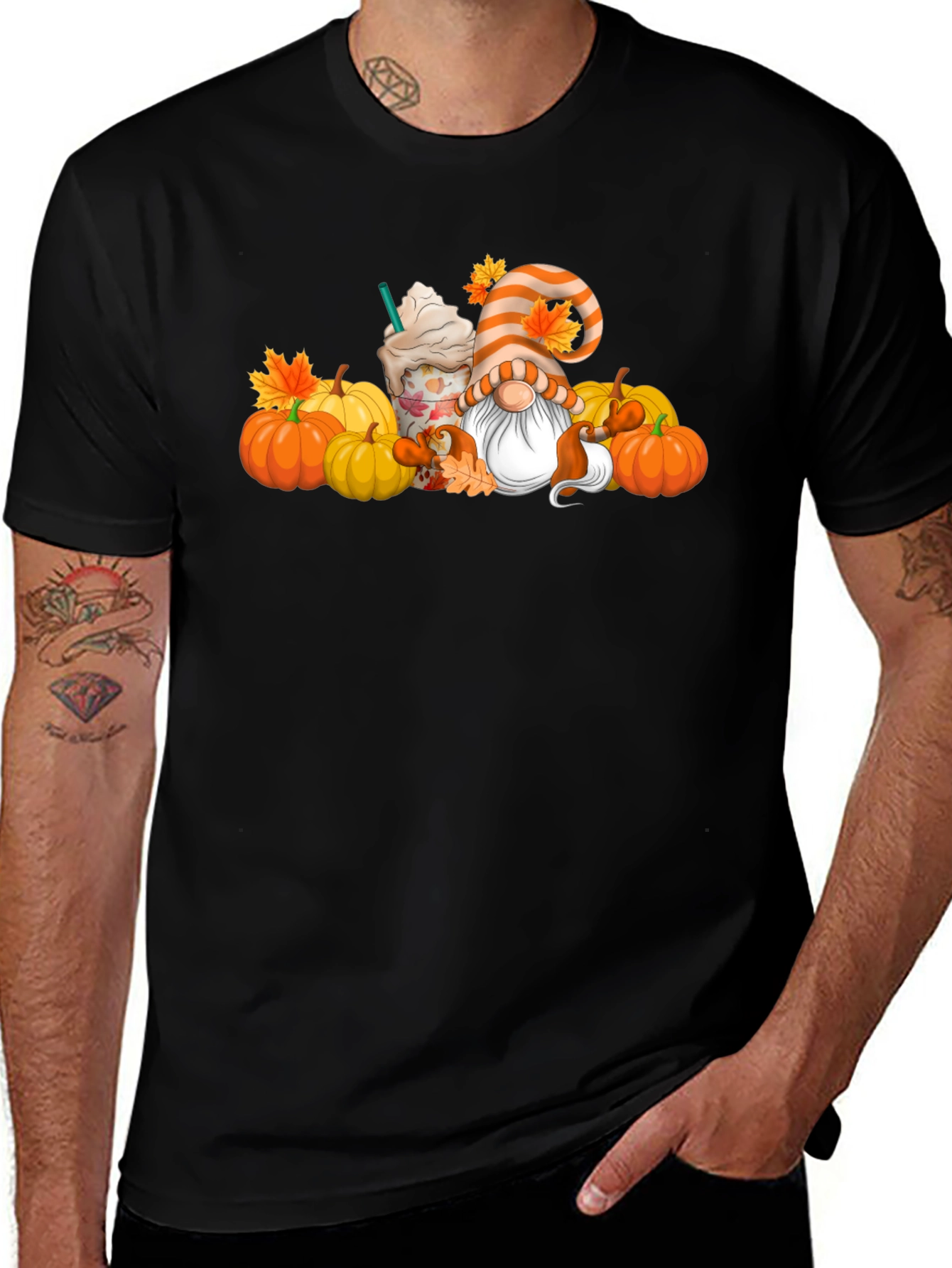Variant 29 of Fall Gnome & Pumpkin T-Shirt - Autumn Vibes