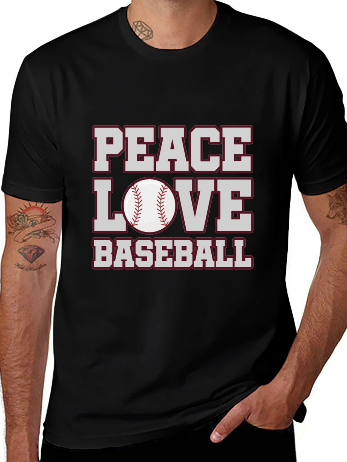 Variant 15 of Peace Love Baseball Graphic T-Shirt