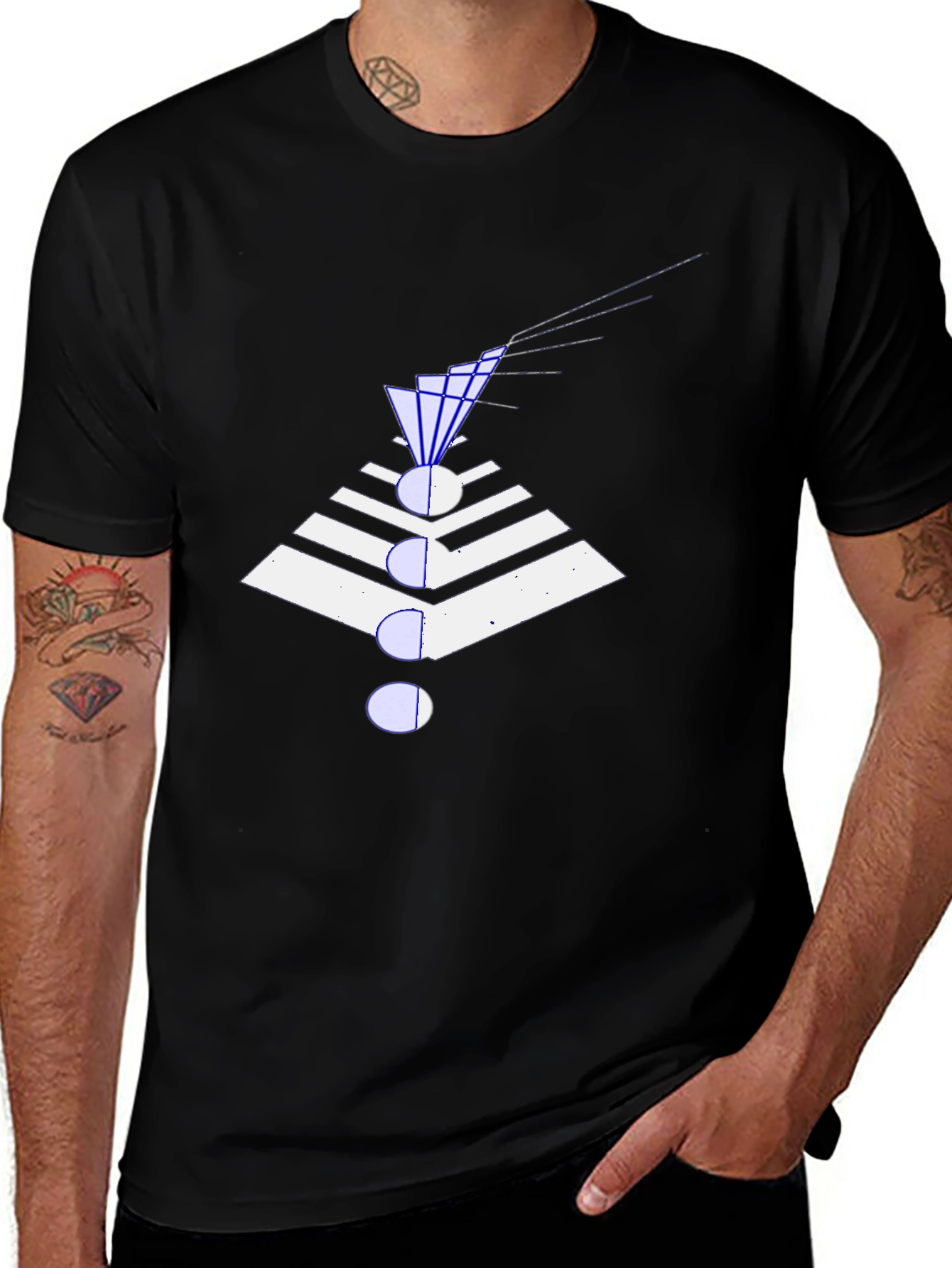 Variant 8 of Geometric Pyramid Graphic Tee - Men's Black T-Shirt
