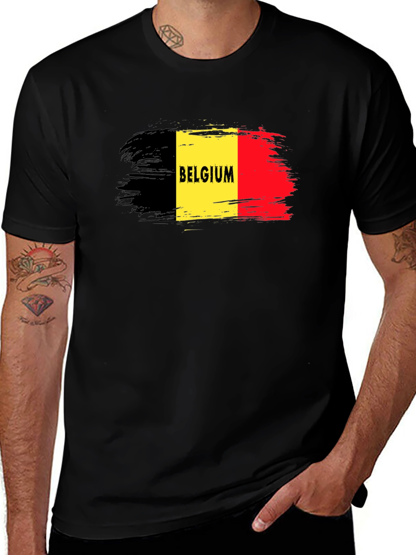Belgium Flag T-Shirt - Black Graphic Tee