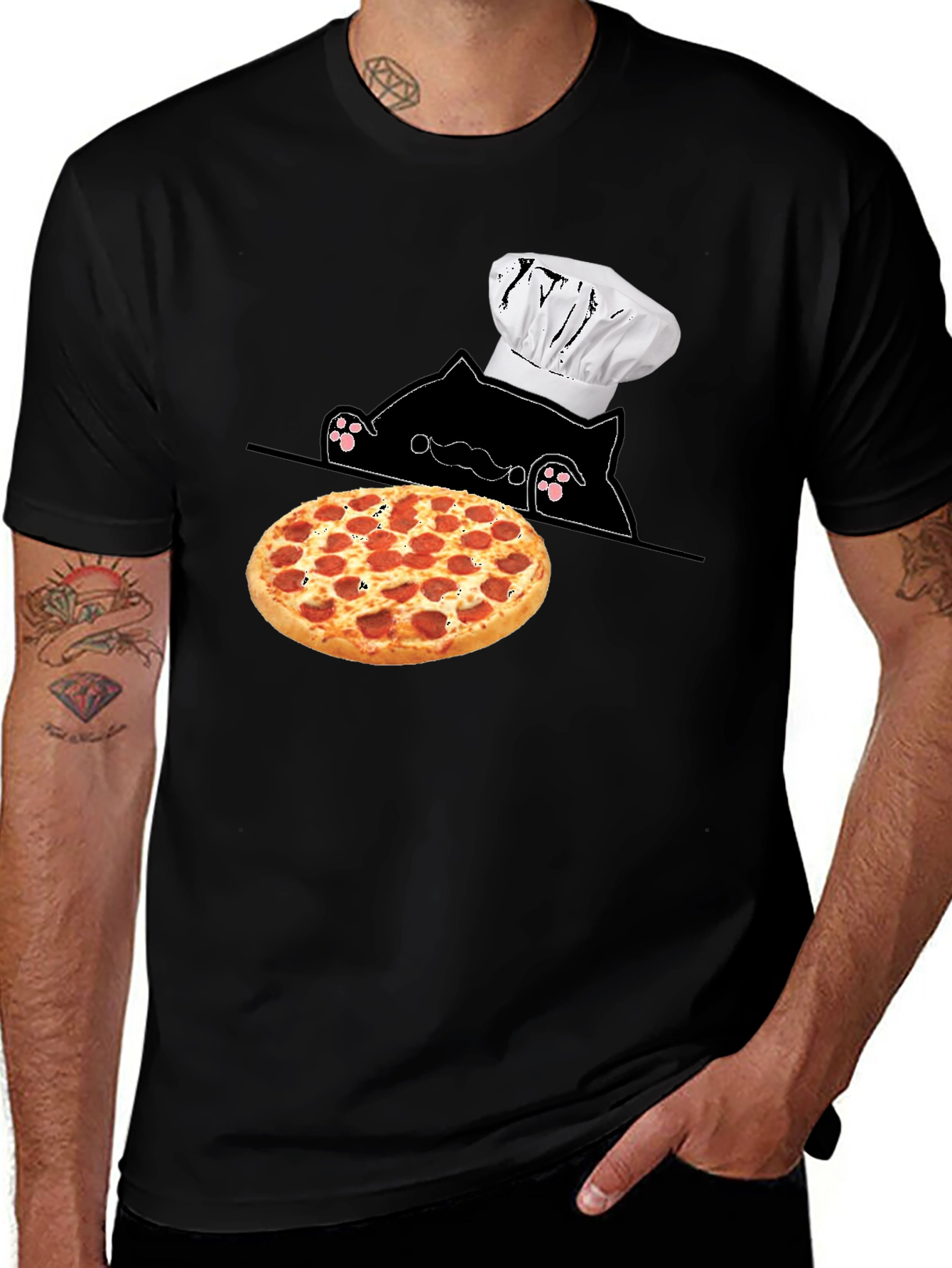 Variant 26 of Cat Chef Pizza T-Shirt - Novelty Graphic Tee