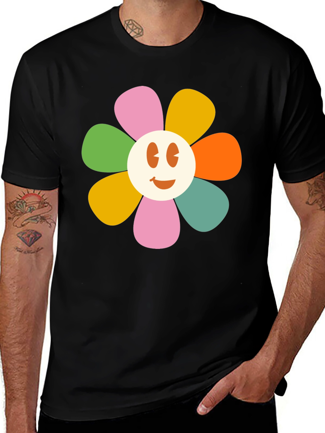 Variant 18 of Retro Smiley Face Flower Graphic Tee